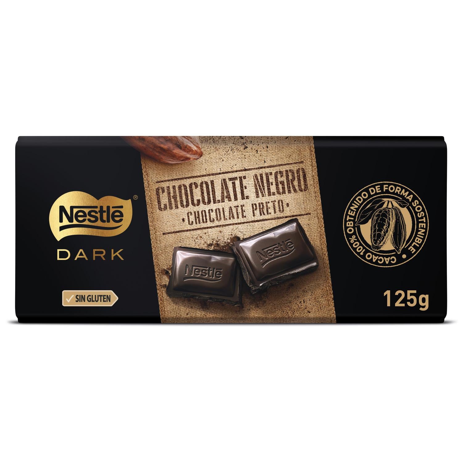 Chocolate negro Nestlé Dark sin gluten 125 g. — otra vista del envase