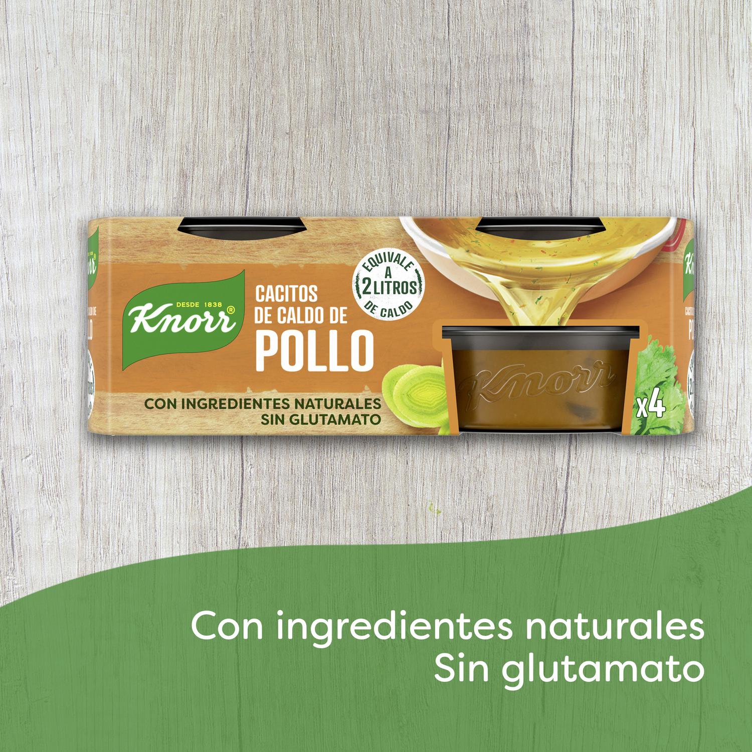Caldo de pollo en cacitos Knorr sin gluten pack de 4 unidades de 28 g. — otra vista del envase