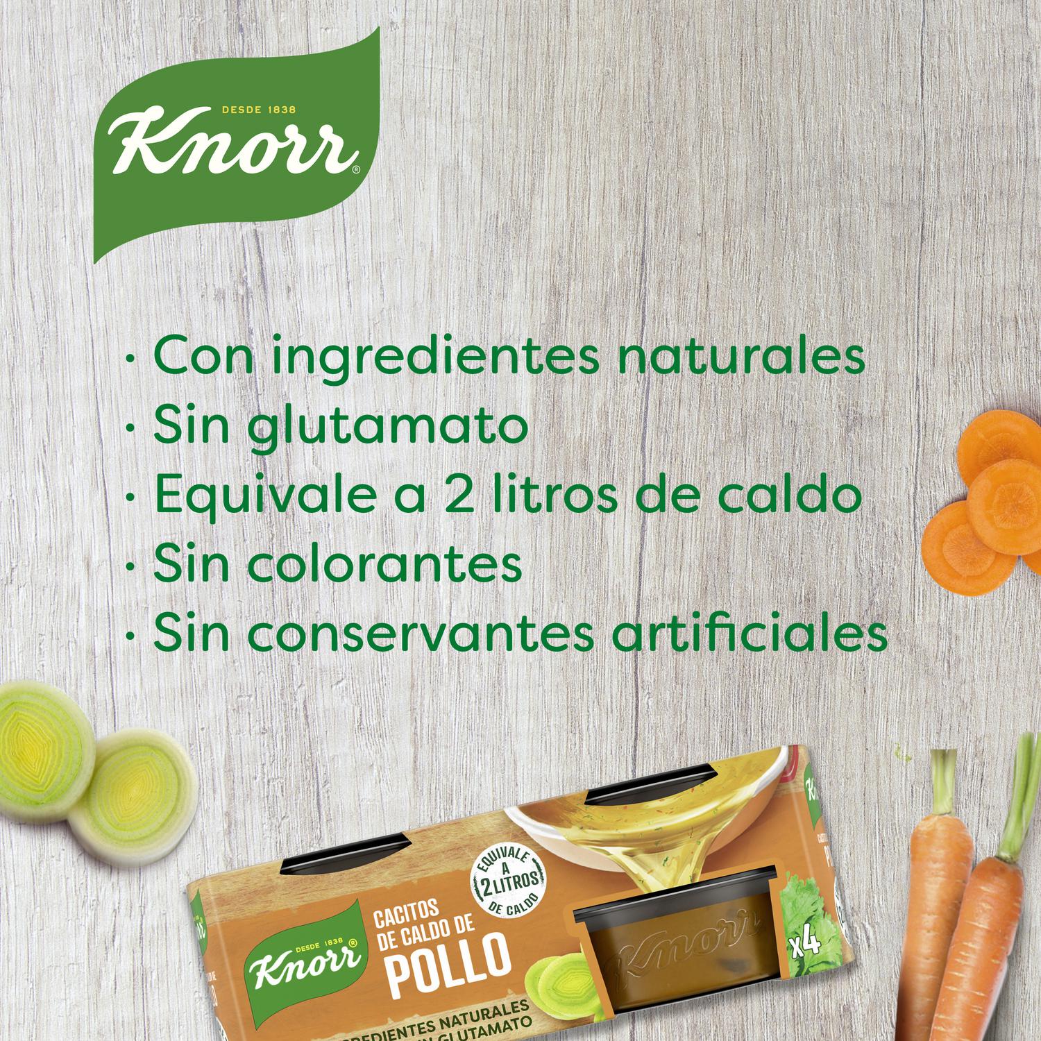 Caldo de pollo en cacitos Knorr sin gluten pack de 4 unidades de 28 g. — otra vista del envase