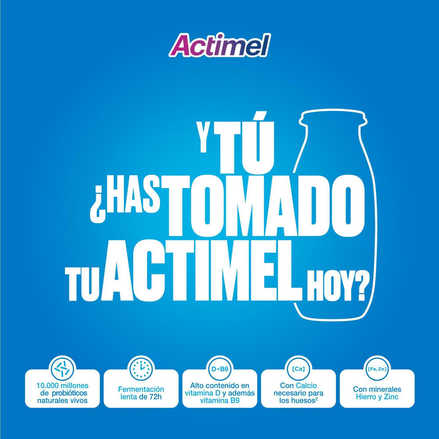 Leche fermentada líquida sabor fresa y plátano Danone Actimel Kids sin gluten pack de 14 unidades de 100 g. — otra vista del envase