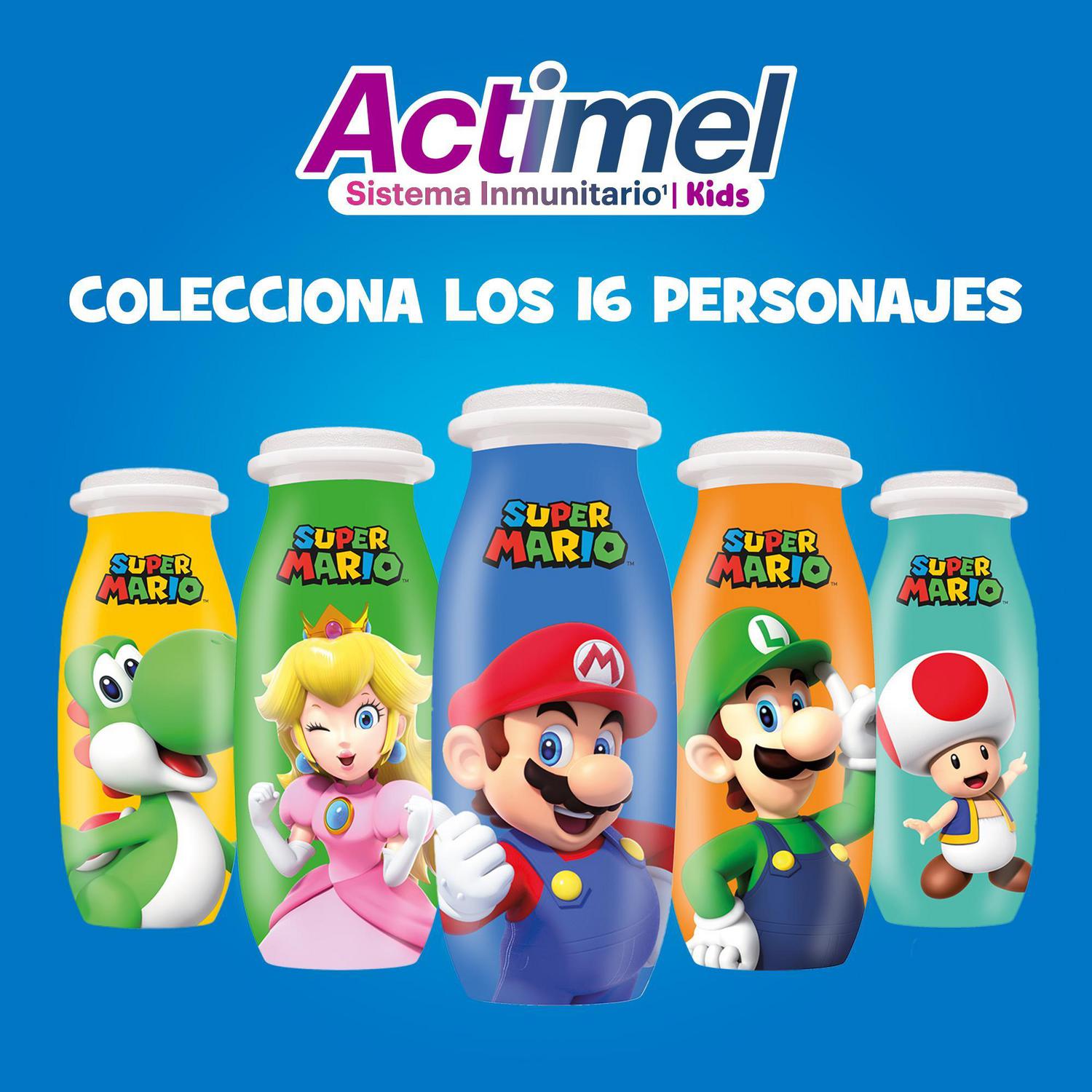 Leche fermentada líquida sabor fresa y plátano Danone Actimel Kids sin gluten pack de 14 unidades de 100 g. — otra vista del envase