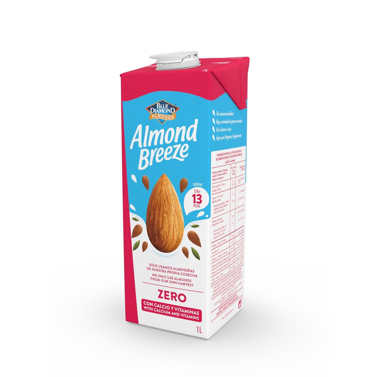 Bebida de almendras zero Almond Breeze sin gluten y sin lactosa brik 1 l. — otra vista del envase
