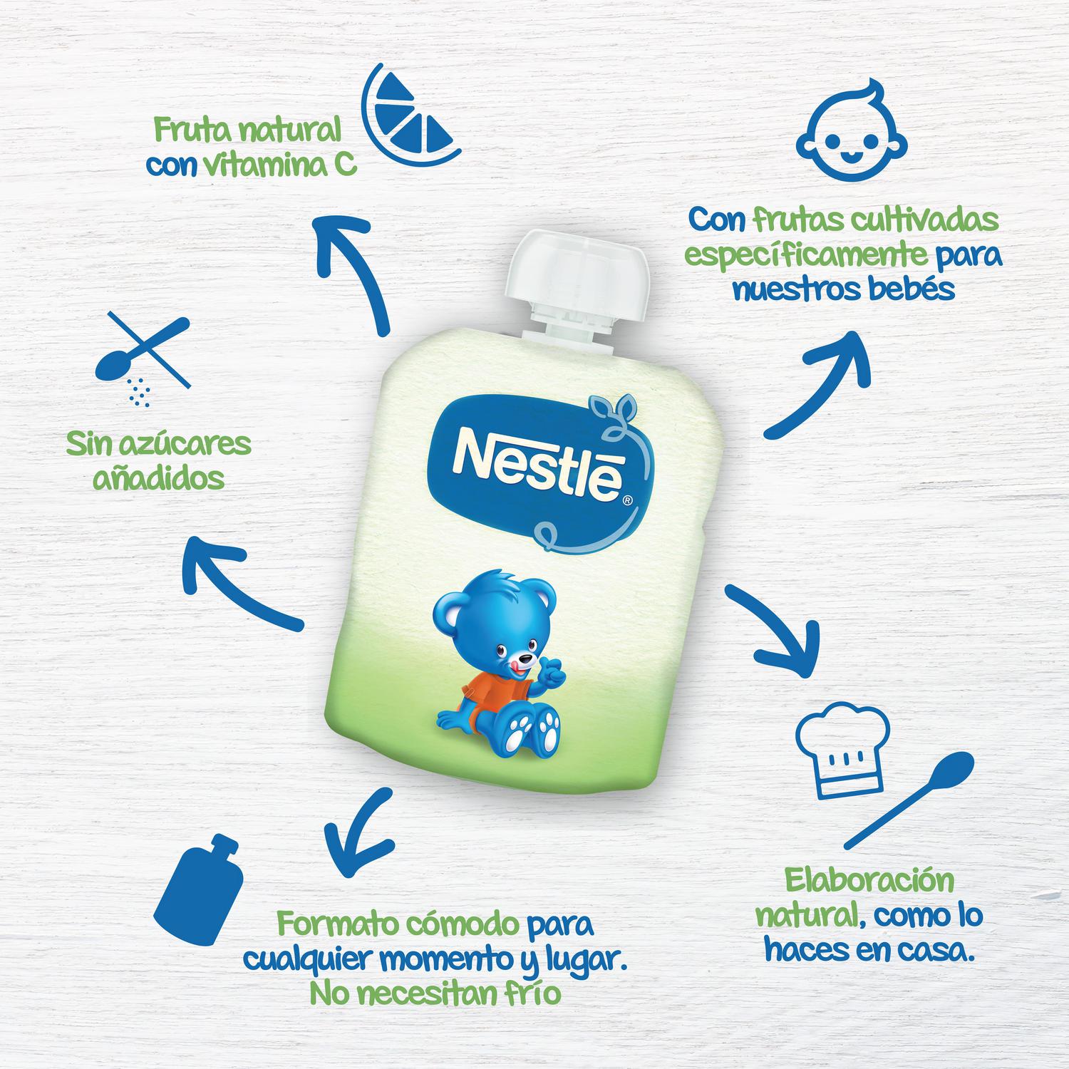 Bolsita de manzana, zanahoria y mango desde 6 meses Nestlé sin gluten y sin azúcar añadido 90 g. — otra vista del envase