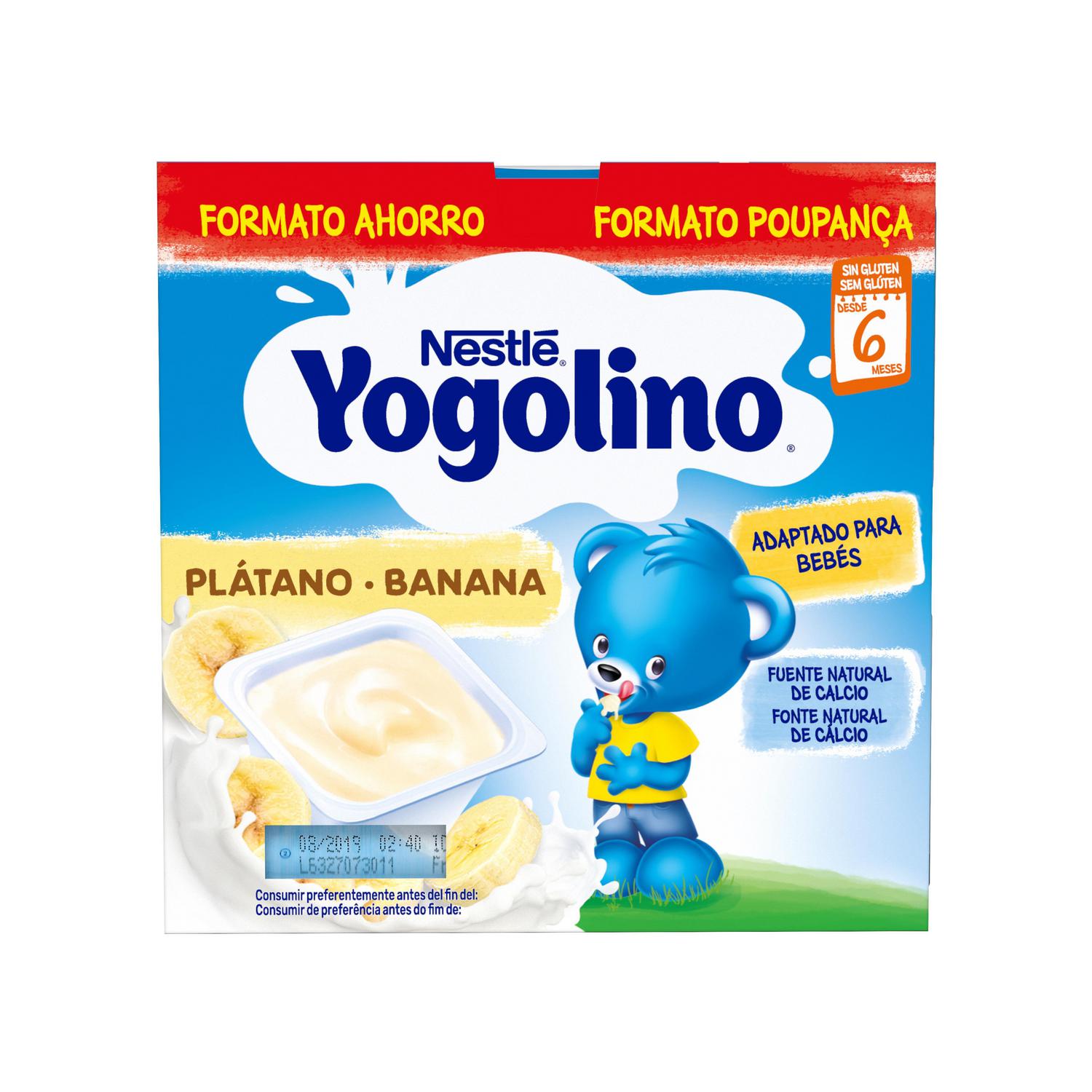 Postre lácteo de plátano desde 6 meses Nestlé Yogolino sin gluten pack de 8 unidades de 100 g. — otra vista del envase