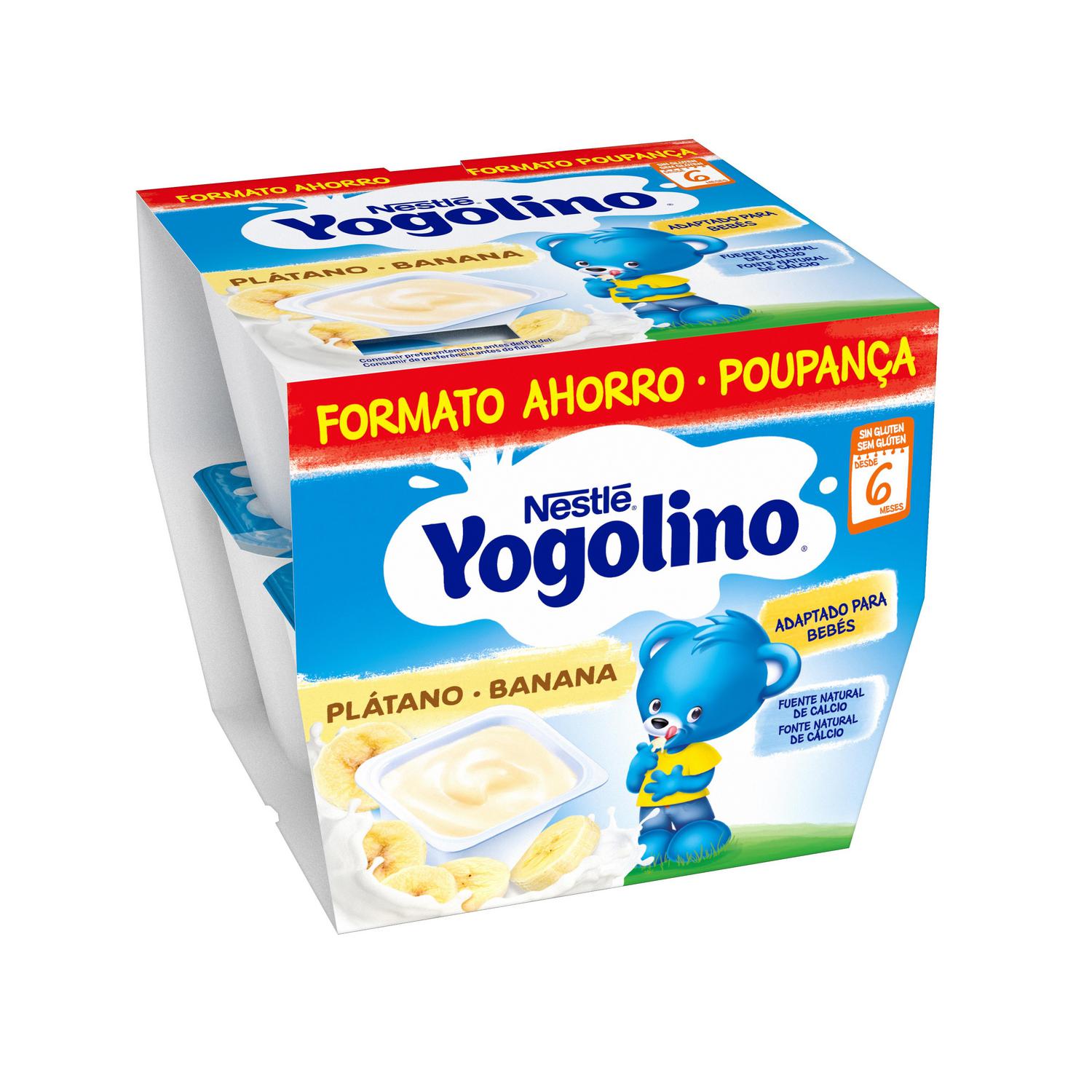 Postre lácteo de plátano desde 6 meses Nestlé Yogolino sin gluten pack de 8 unidades de 100 g. — otra vista del envase