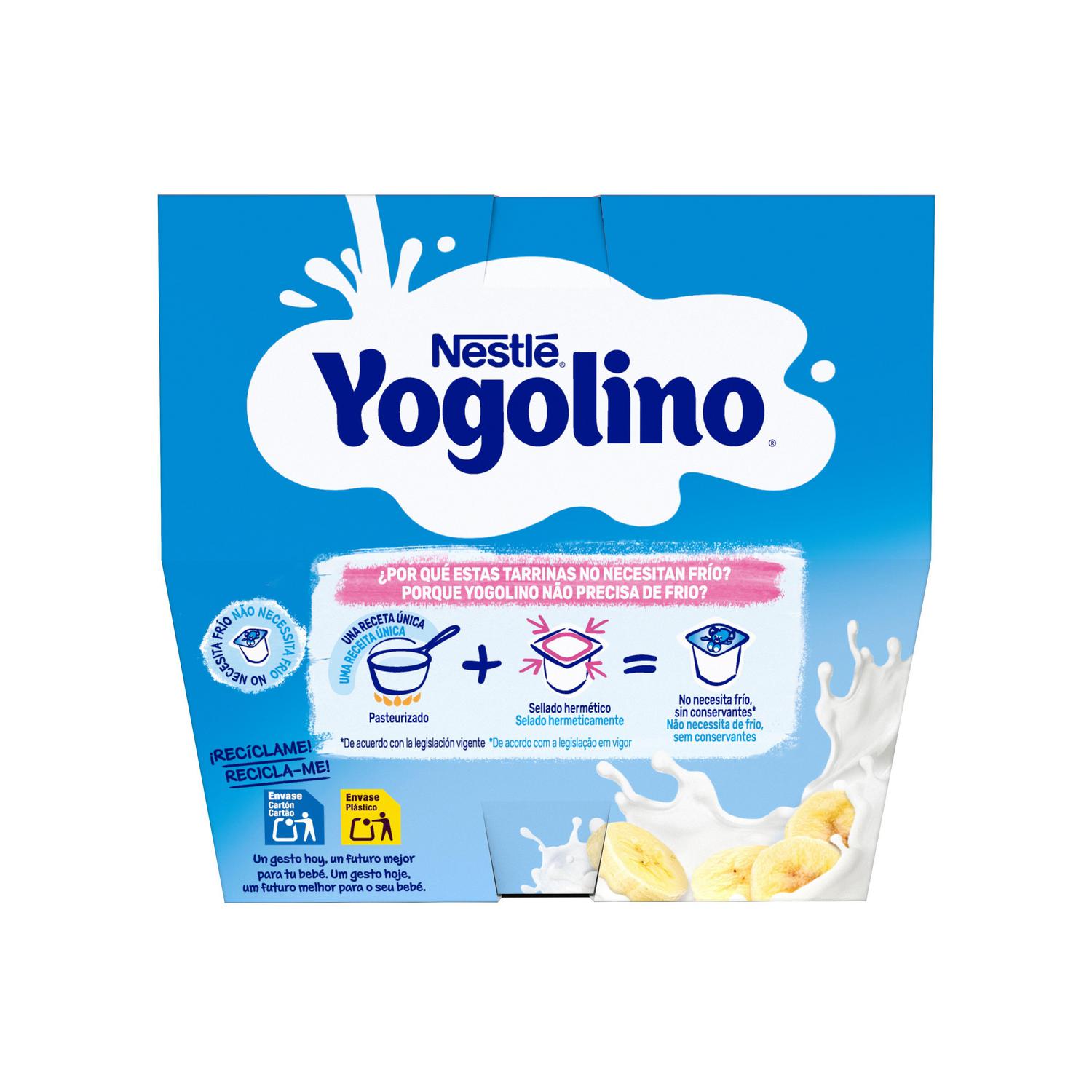 Postre lácteo de plátano desde 6 meses Nestlé Yogolino sin gluten pack de 8 unidades de 100 g. — otra vista del envase