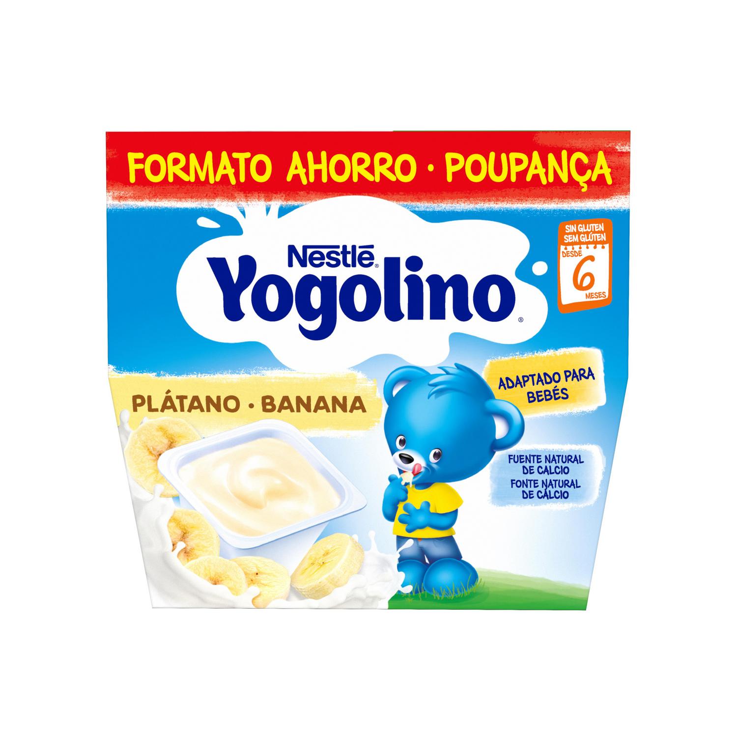 Postre lácteo de plátano desde 6 meses Nestlé Yogolino sin gluten pack de 8 unidades de 100 g. — otra vista del envase
