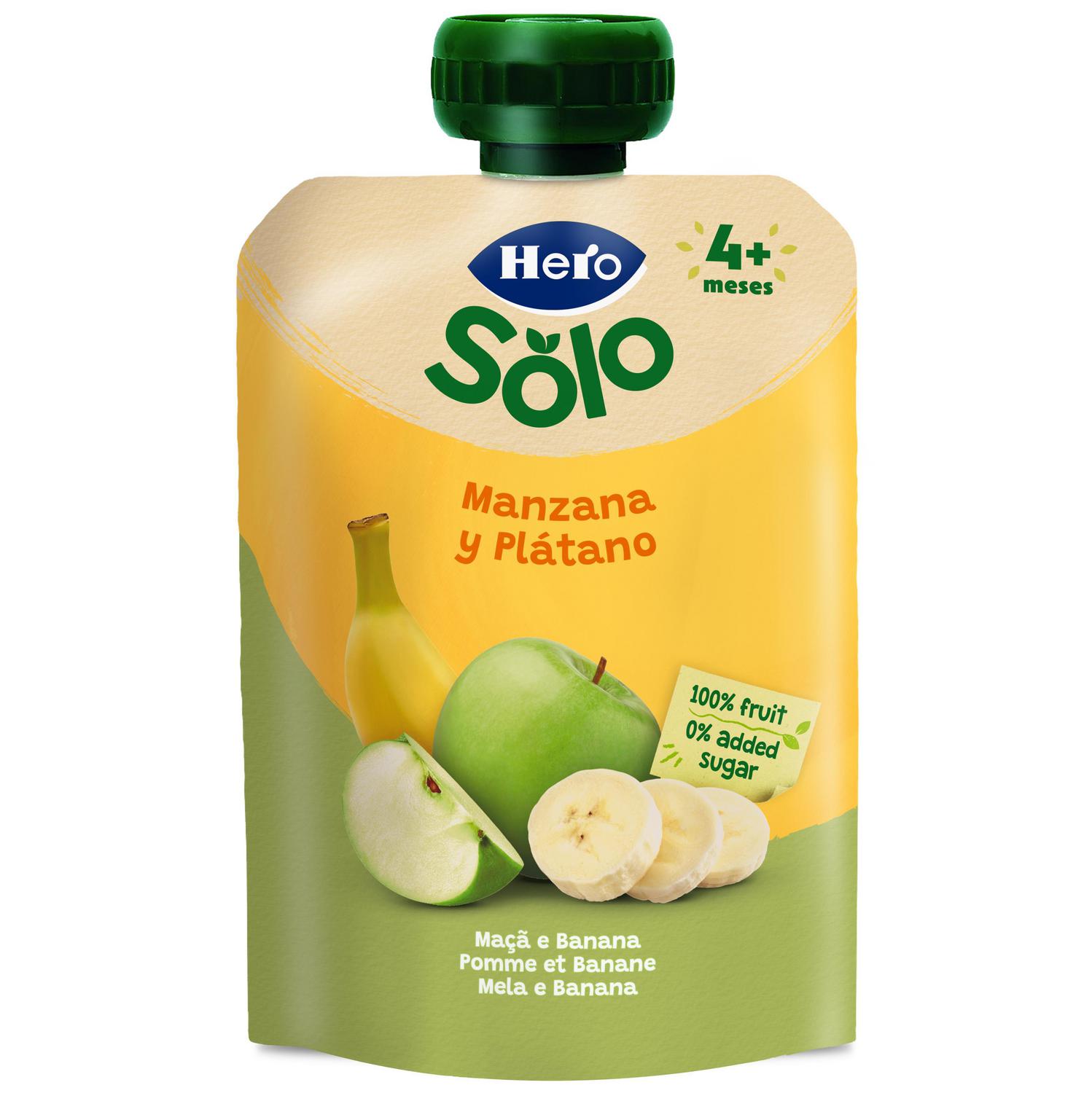 Bolsita de manzana y plátano desde 4 meses Hero Solo sin gluten y sin azúcares añadidos 100 g. — otra vista del envase