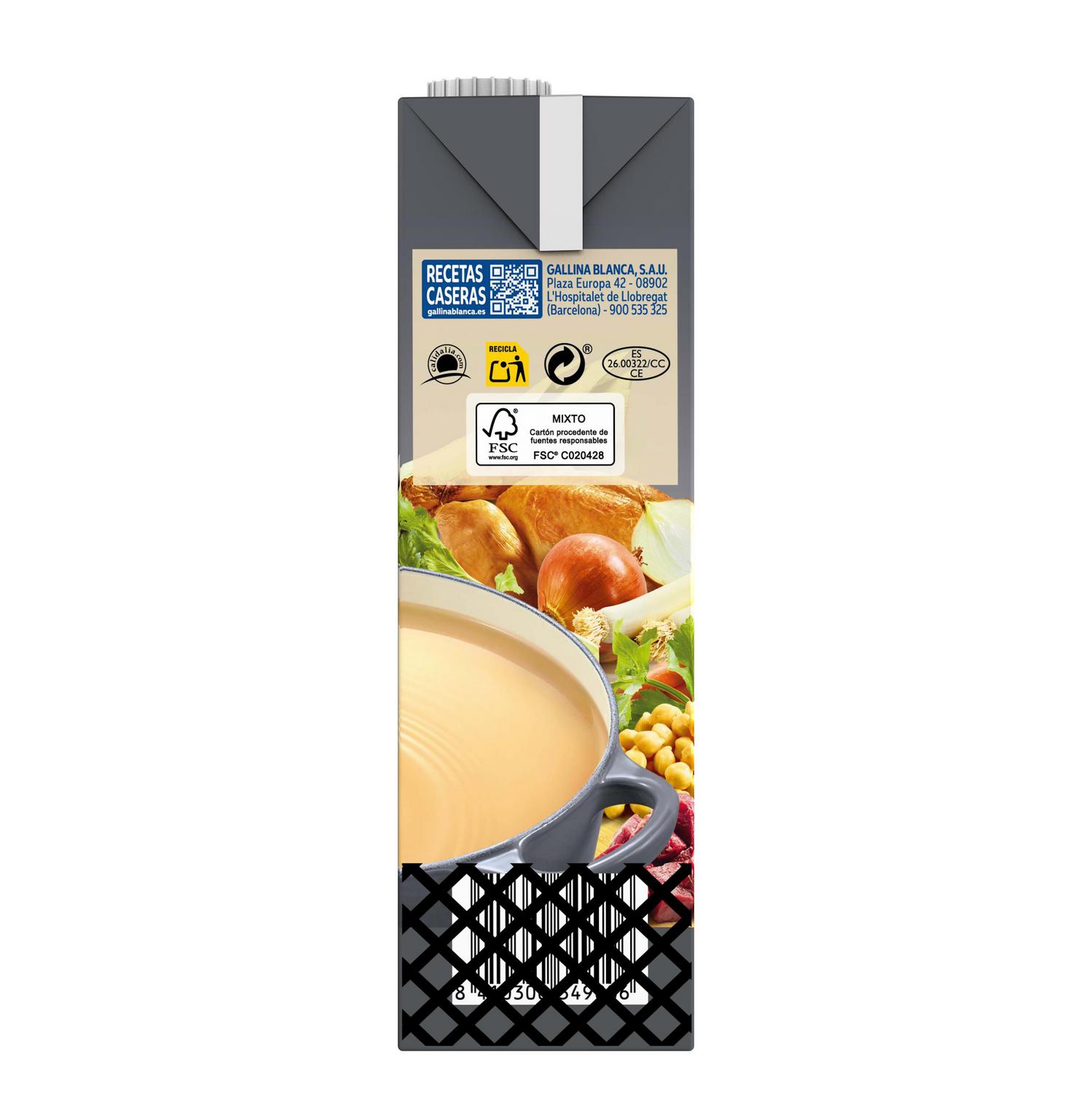 Caldo casero de cocido Gallina Blanca sin gluten pack de 2 briks de 1 l. — otra vista del envase