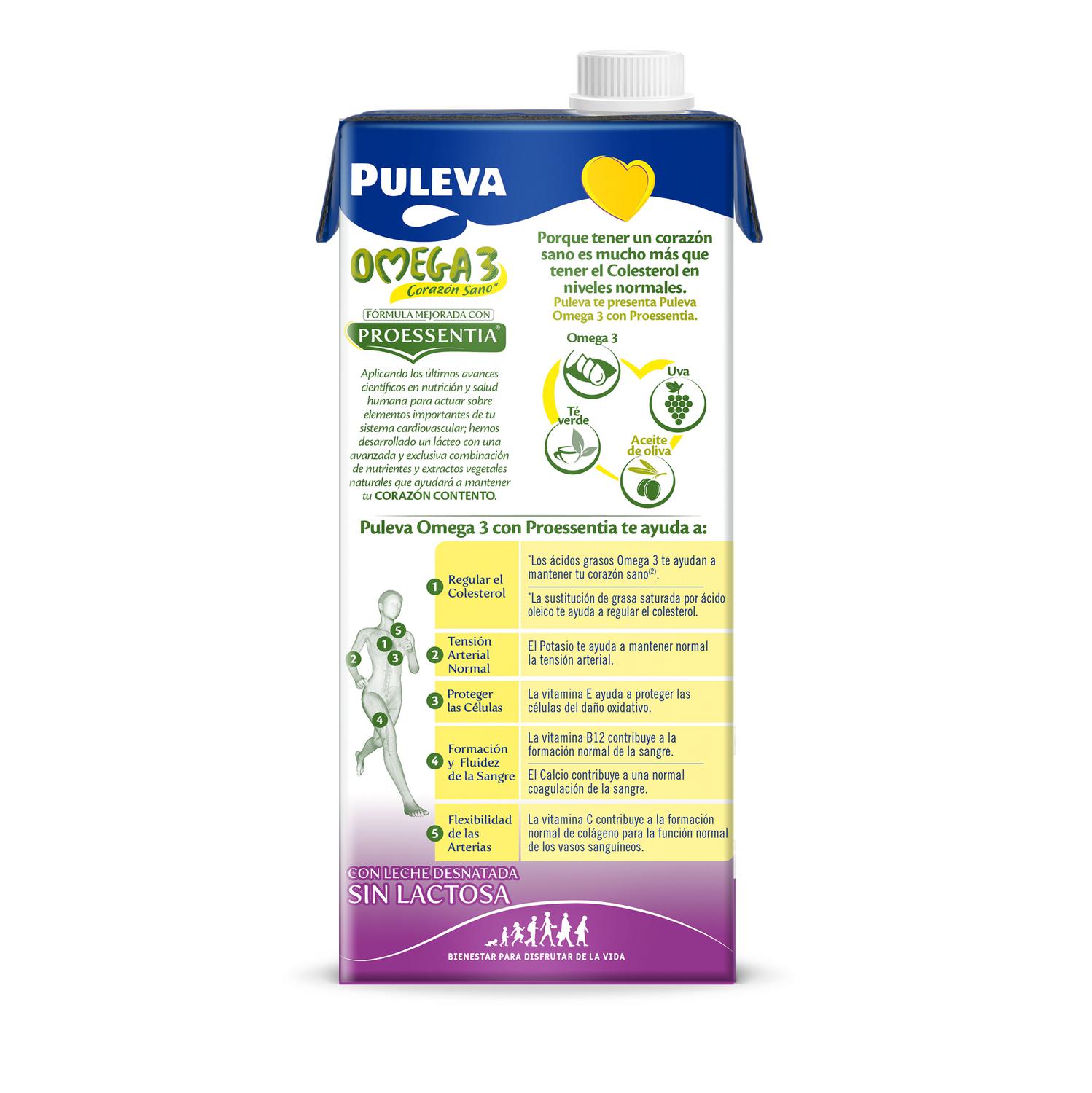 Preparado lácteo Omega 3 Puleva sin gluten sin lactosa brik 1 l. — otra vista del envase