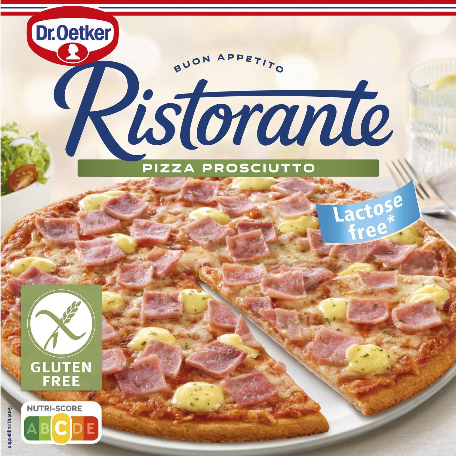 Pizza prosciutto Ristorante Dr. Oetker sin gluten y sin lactosa 345 g. — otra vista del envase