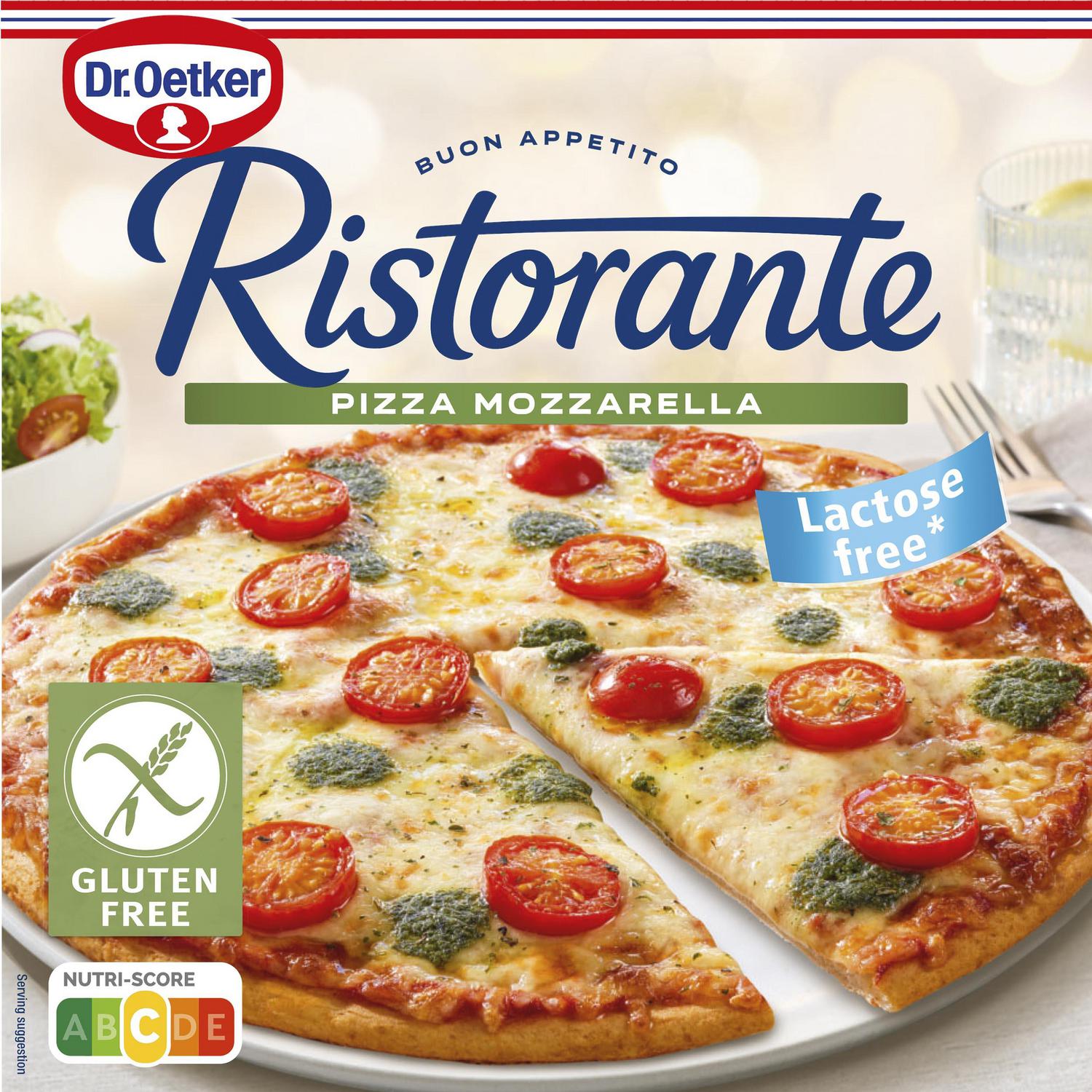 Pizza mozzarella Ristorante Dr. Oetker sin gluten y sin lactosa 370 g. — otra vista del envase