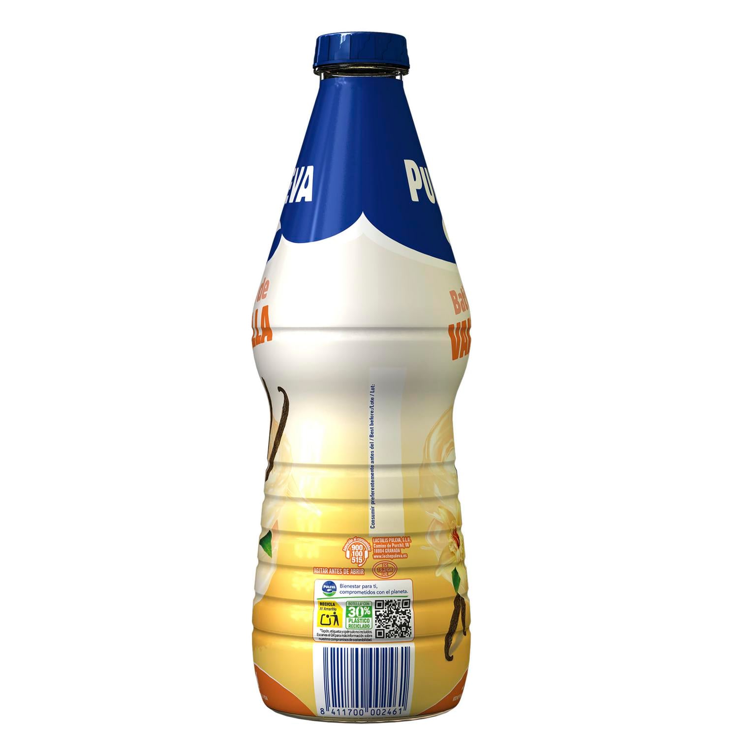 Batido de vainilla 40% menos azúcar Puleva sin gluten botella 1 l. — otra vista del envase