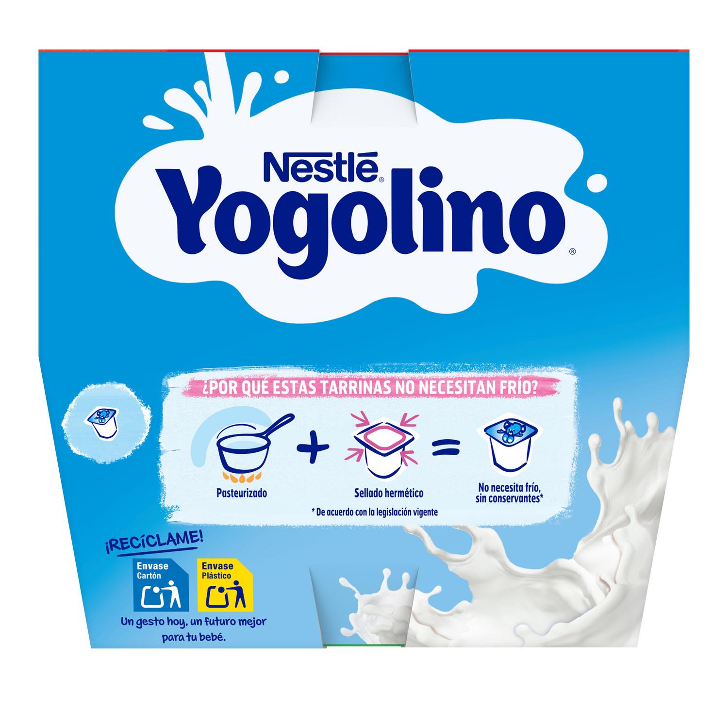 Postre lácteo natural desde 6 meses Nestlé Yogolino sin gluten pack de 8 unidades de 100 g. — otra vista del envase