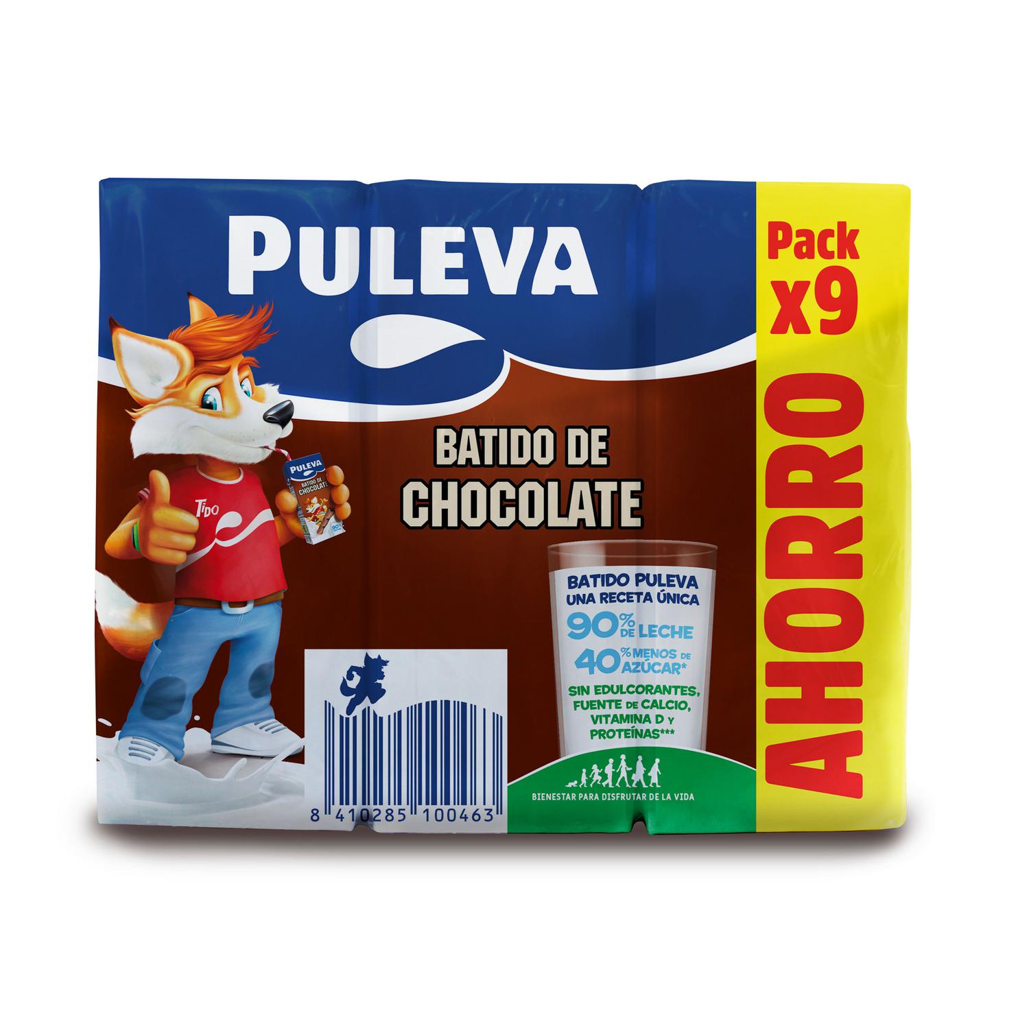 Batido de chocolate Puleva sin gluten pack de 9 brik de 200 ml. — otra vista del envase