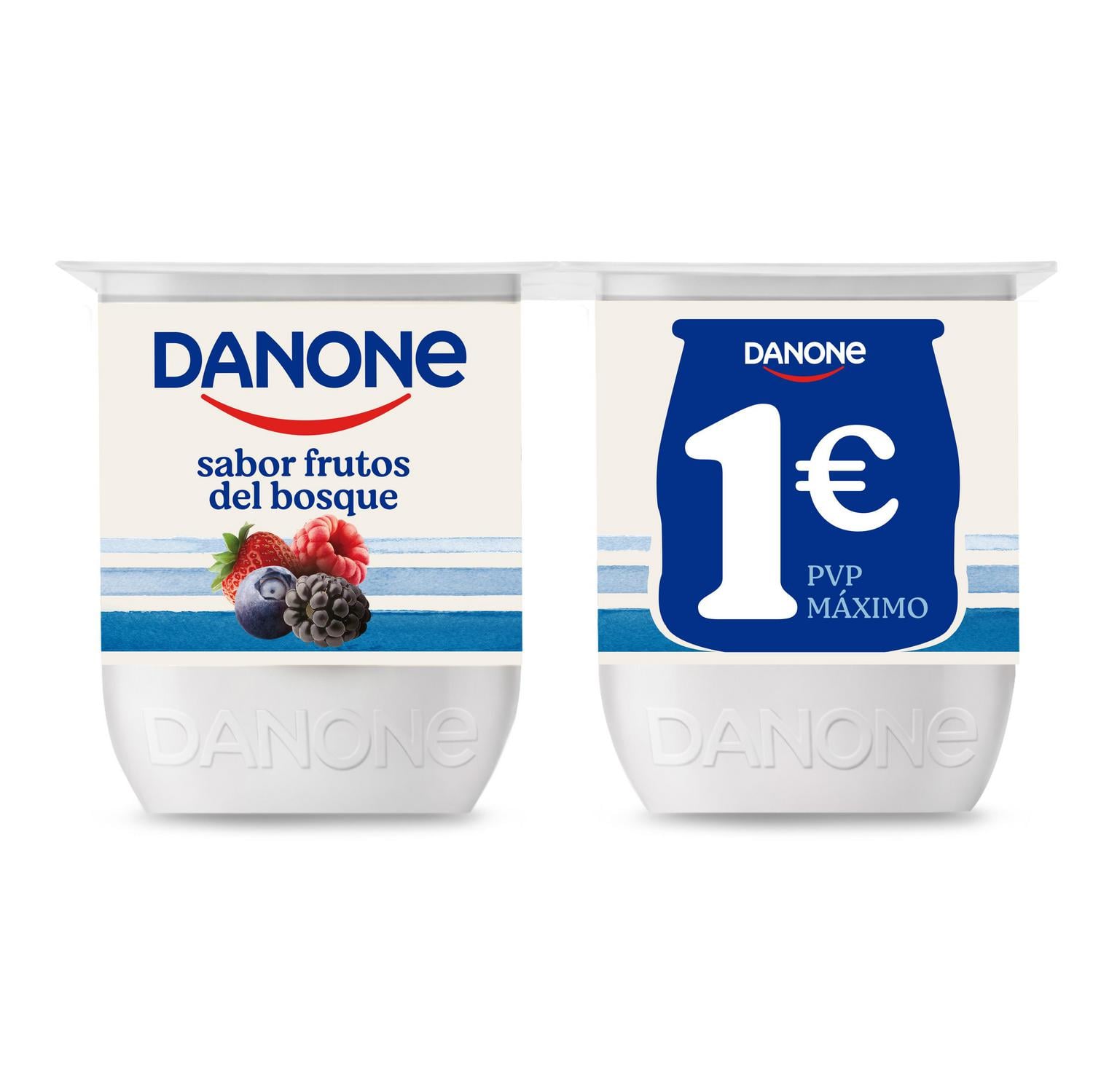 Yogur sabor frutos del bosque Danone sin gluten pack de 4 unidades de 120 g. — otra vista del envase