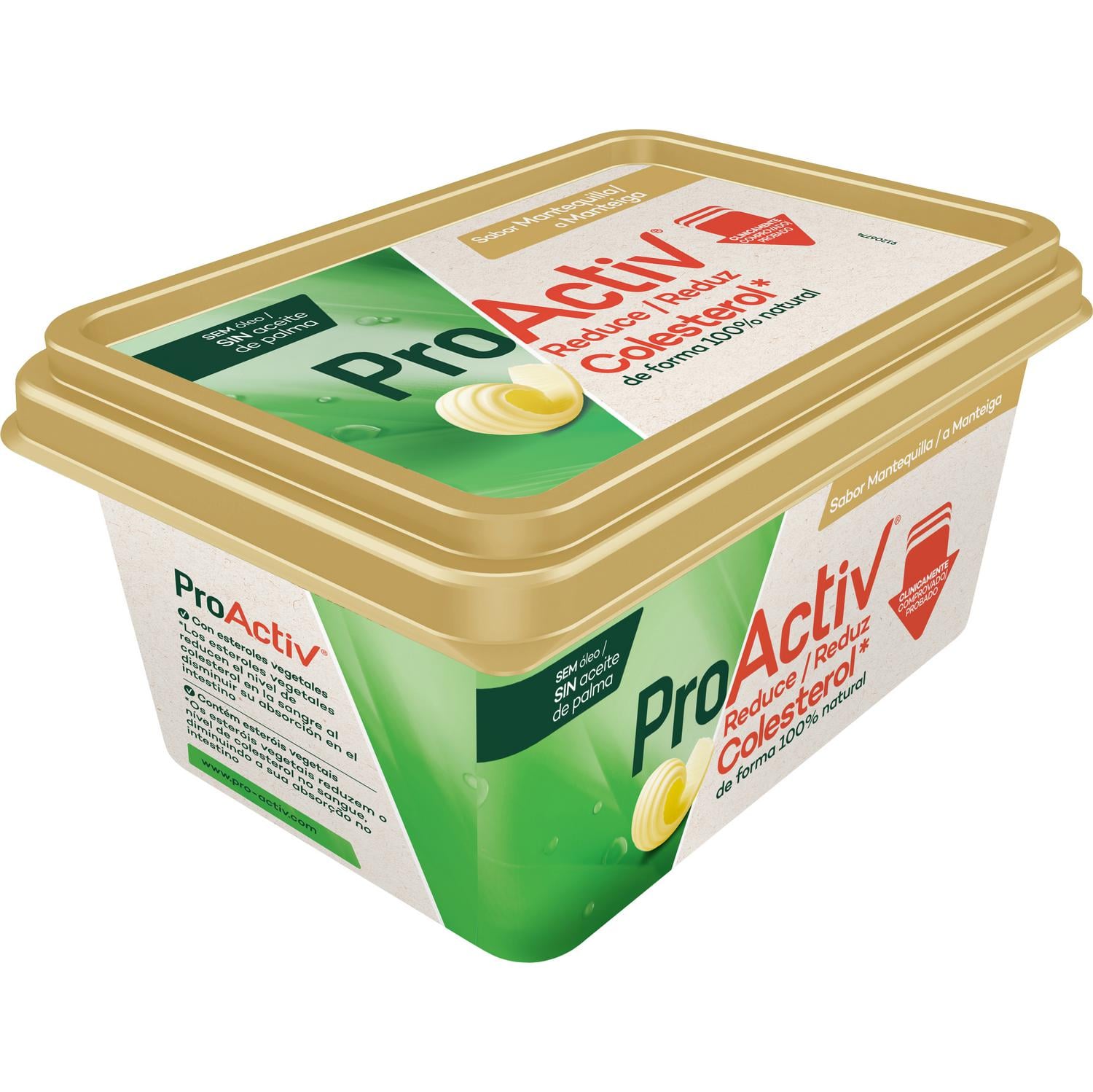 Margarina sabor mantequilla ProActiv sin gluten y sin lactosa sin aceite de palma 450 g — otra vista del envase