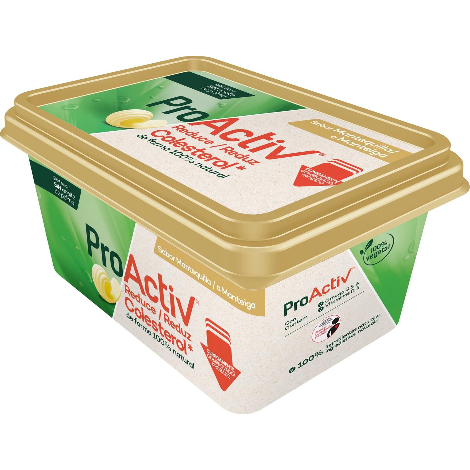 Margarina sabor mantequilla ProActiv sin gluten y sin lactosa sin aceite de palma 450 g — otra vista del envase