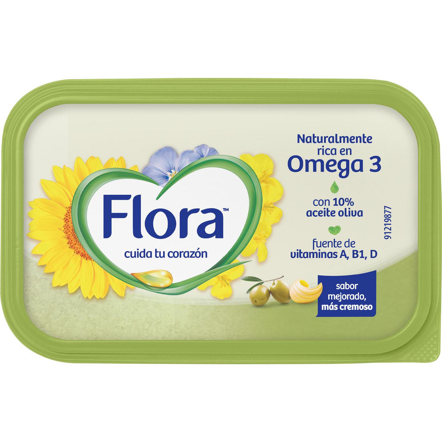Margarina oliva Flora sin gluten y sin lactosa 225 g. — otra vista del envase