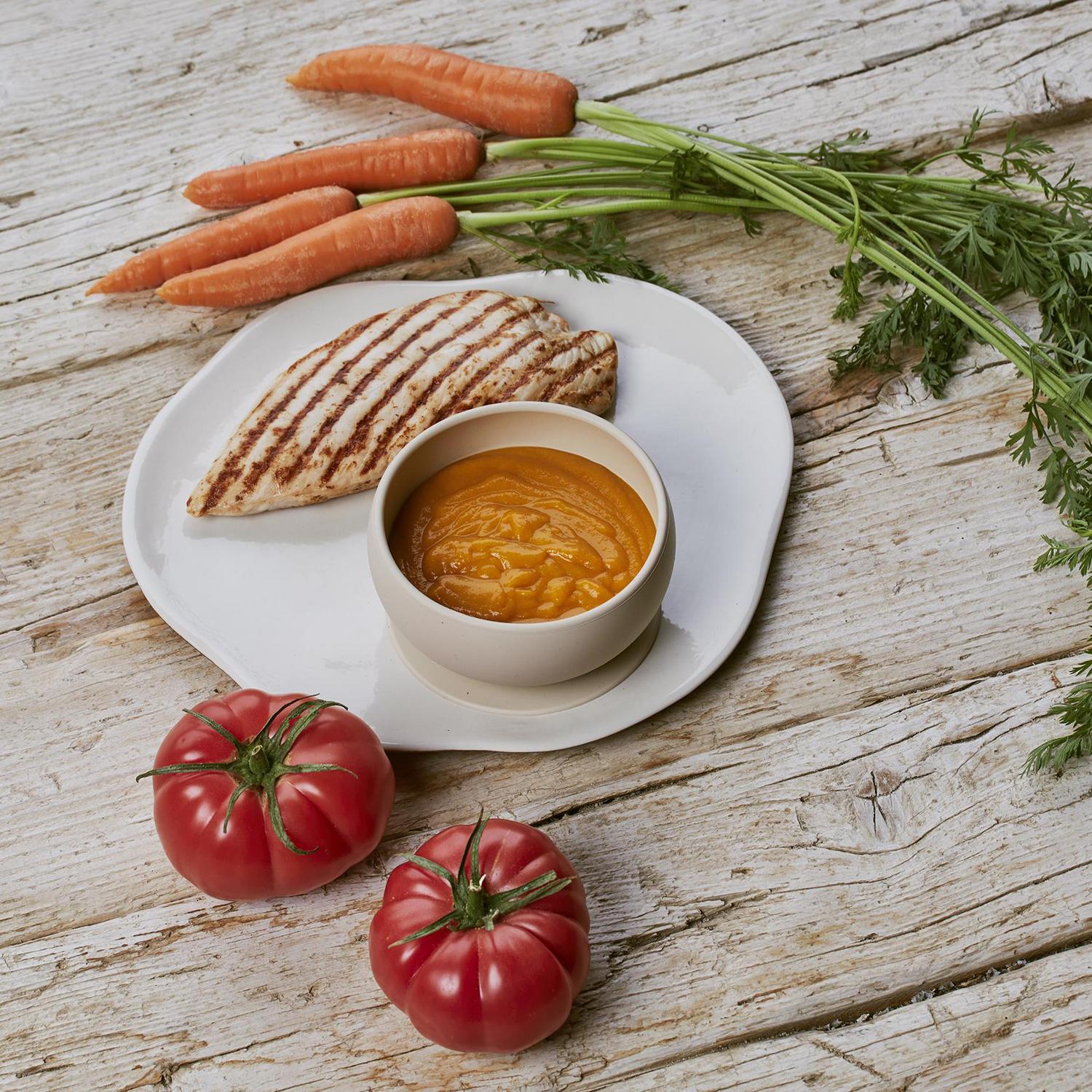 Tarrito de zanahoria y tomate con pavo desde 6 meses ecológico Gerber sin gluten 190 g. — otra vista del envase