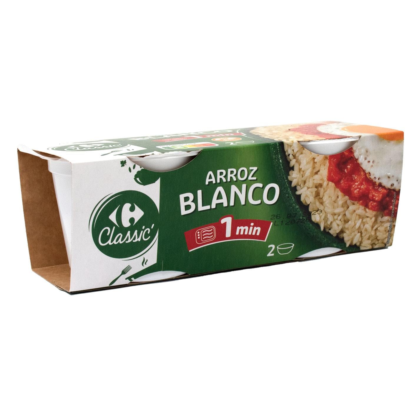 Arroz blanco cocido Classic Carrefour sin gluten pack de 2 unidades de 125 g. — otra vista del envase