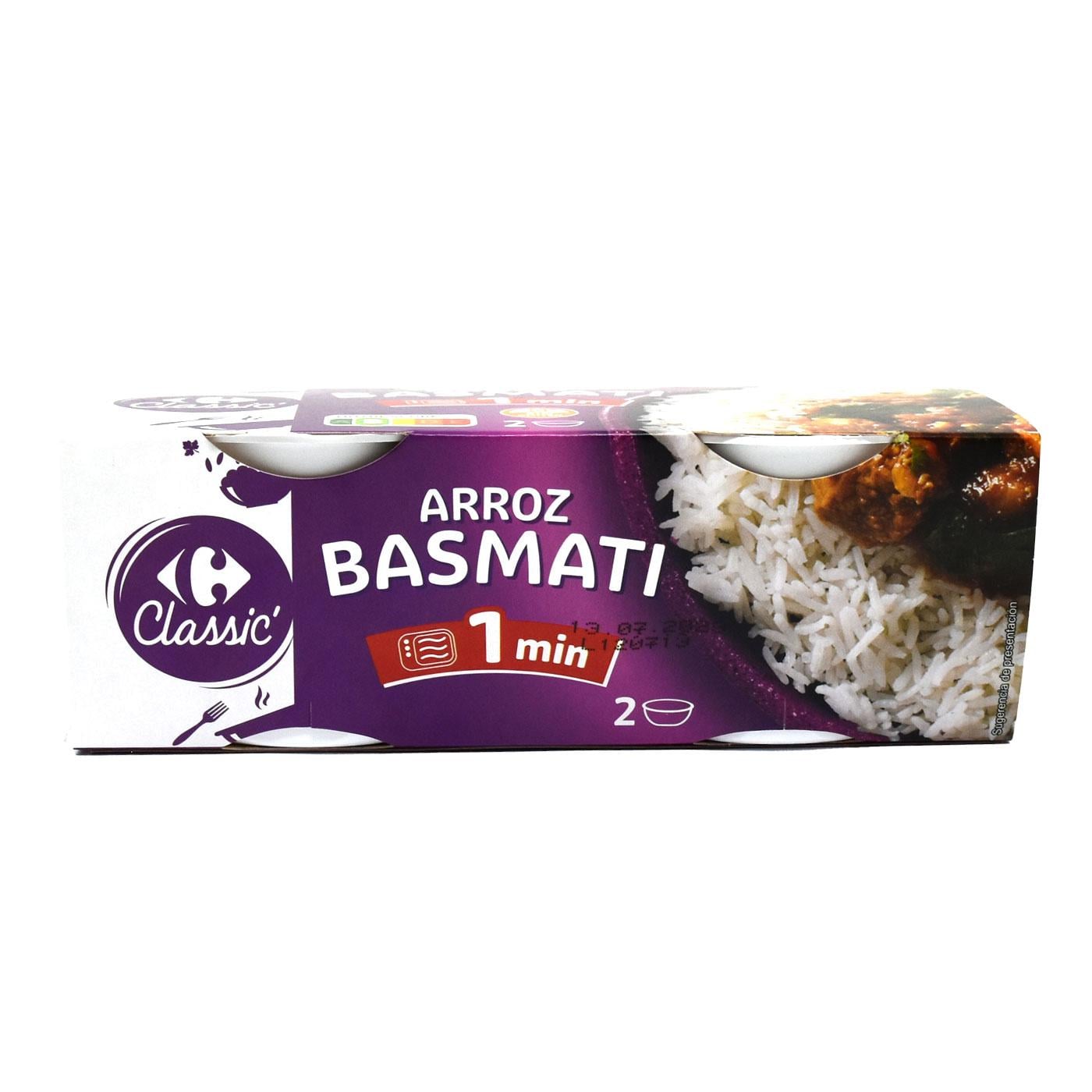 Arroz basmati para microondas Classic Carrefour sin gluten pack de 2 unidades de 125 g. — otra vista del envase