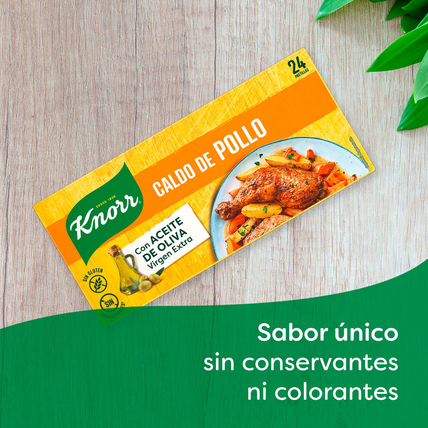 Caldo de pollo Knorr sin gluten y sin lactosa 24 pastillas — otra vista del envase