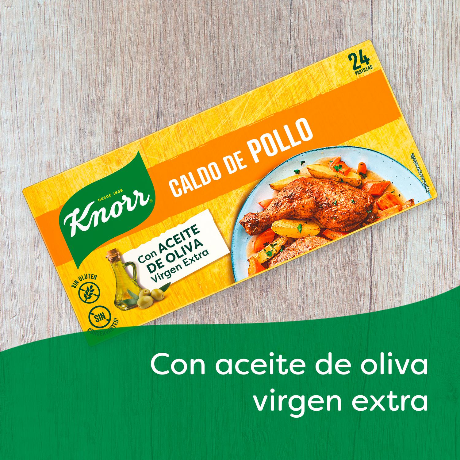 Caldo de pollo Knorr sin gluten y sin lactosa 24 pastillas — otra vista del envase