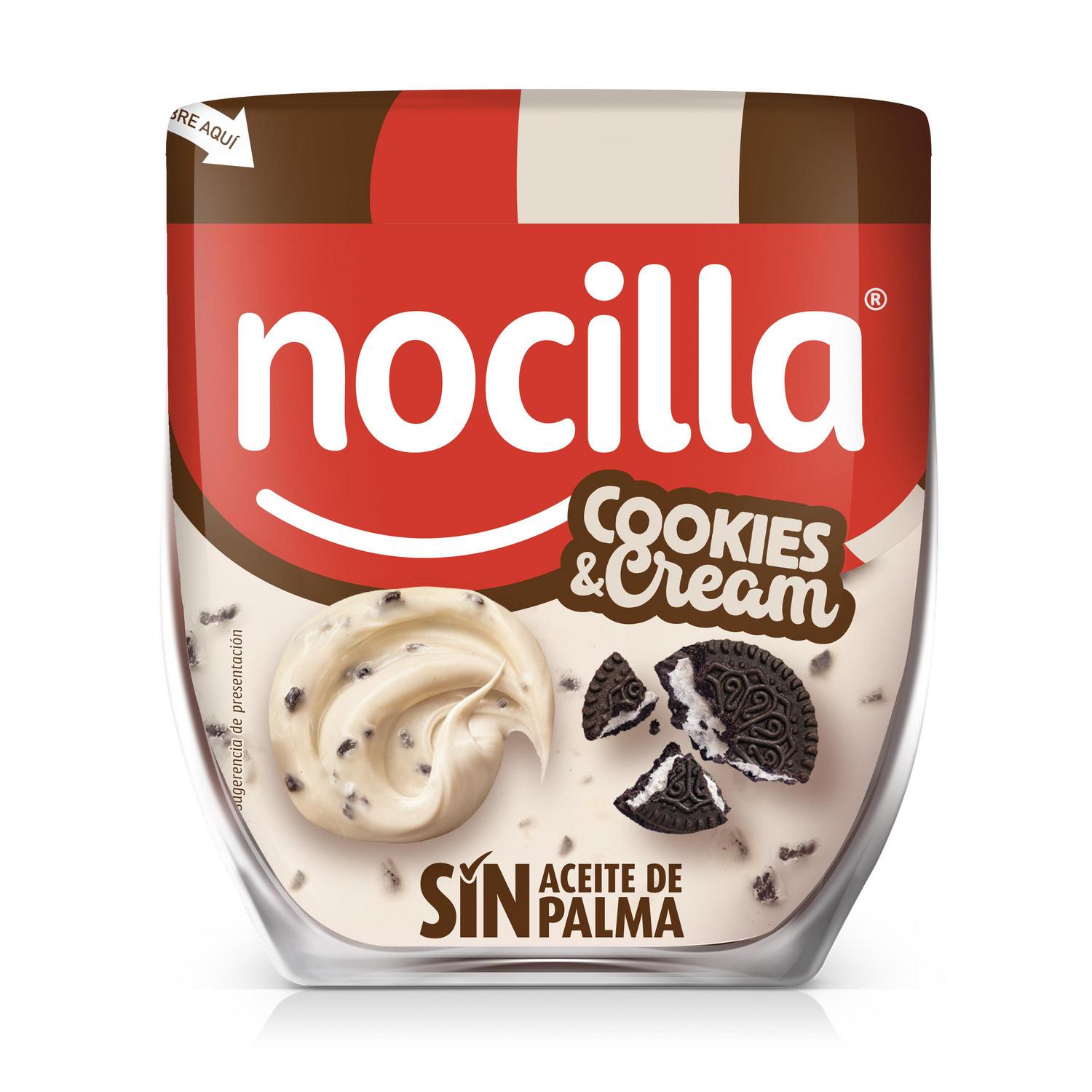 Crema de leche y avellanas con cookies Nocilla sin gluten 180 g. — otra vista del envase
