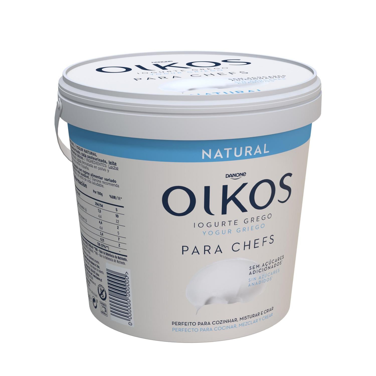 Yogur griego natural Danone Oikos sin gluten y sin azúcar añadido 900 g. — otra vista del envase