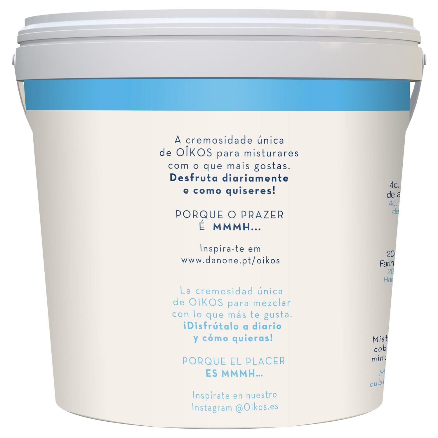 Yogur griego natural Danone Oikos sin gluten y sin azúcar añadido 900 g. — otra vista del envase