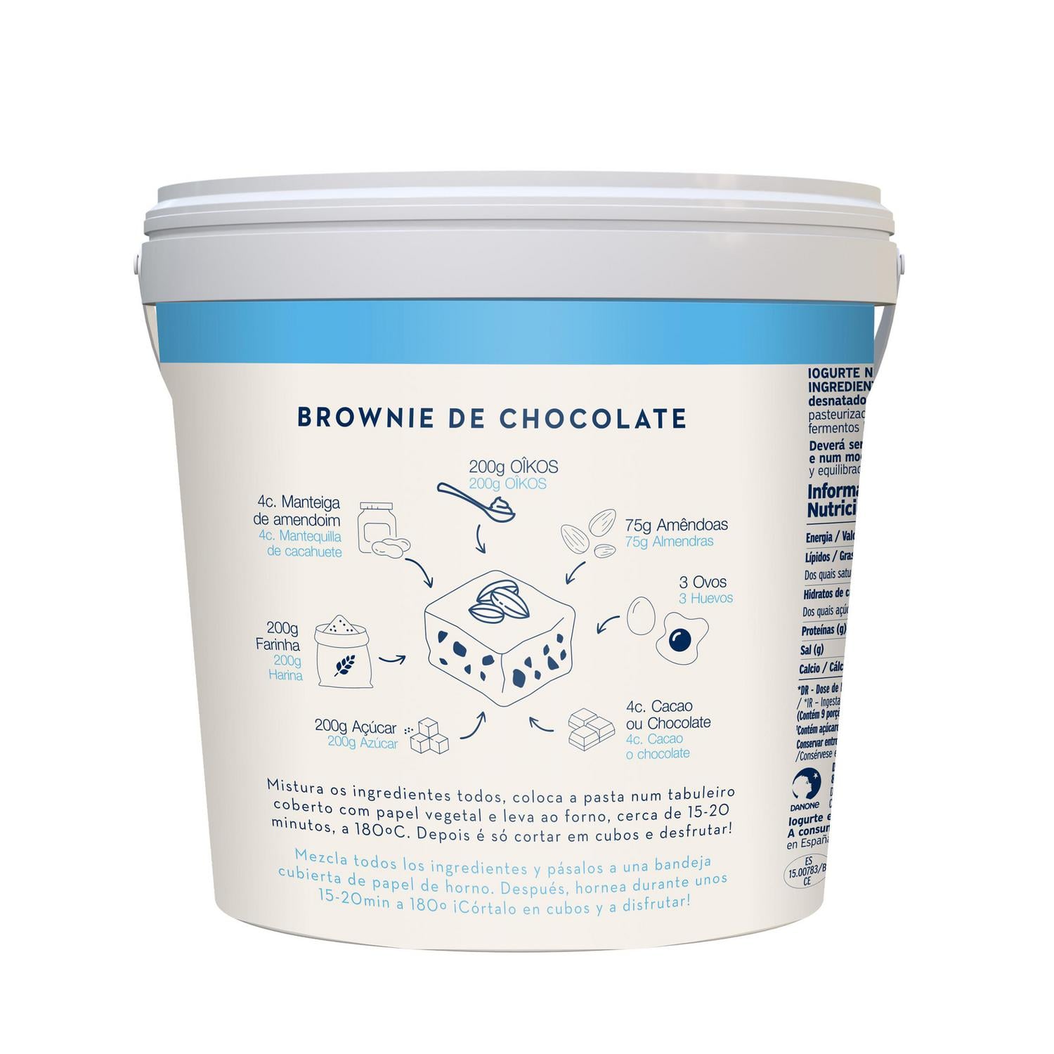 Yogur griego natural Danone Oikos sin gluten y sin azúcar añadido 900 g. — otra vista del envase