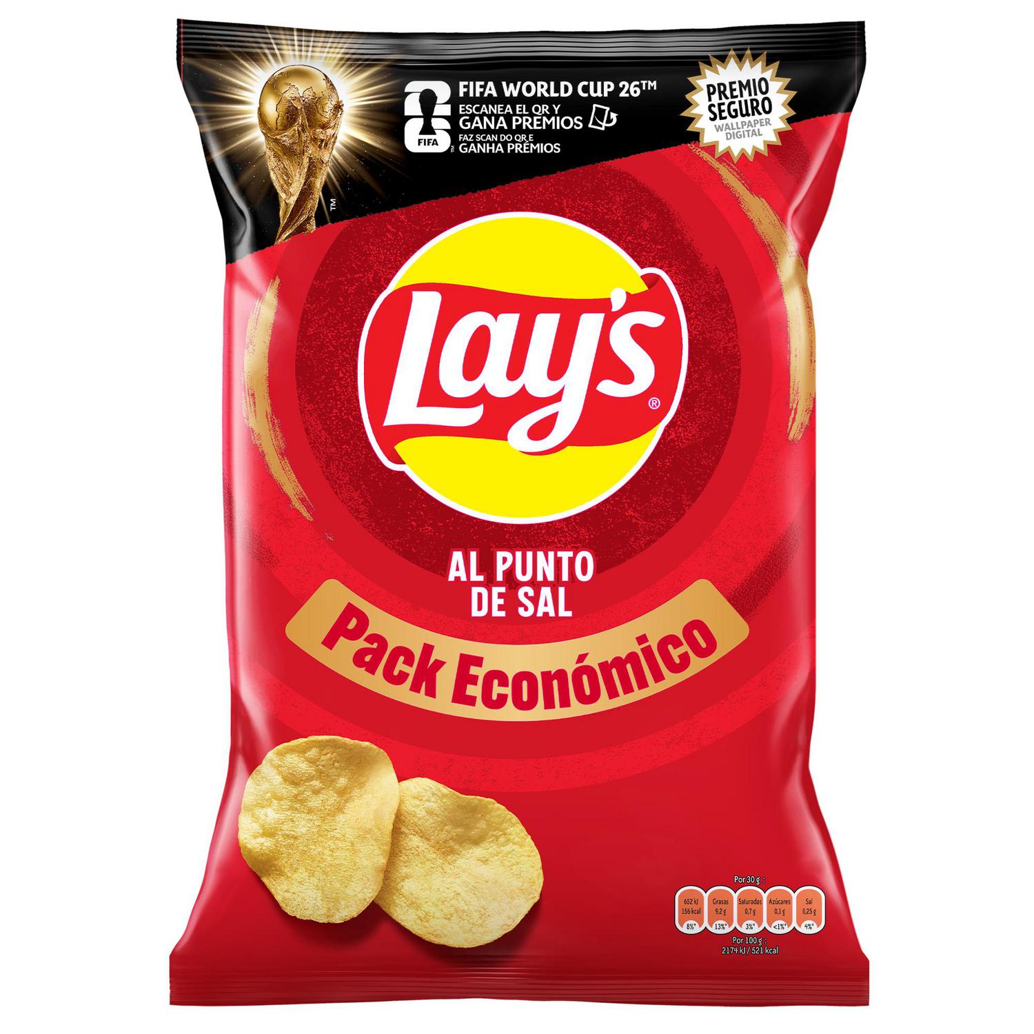 Patatas fritas al punto de sal Lay's sin gluten 248 g. — otra vista del envase