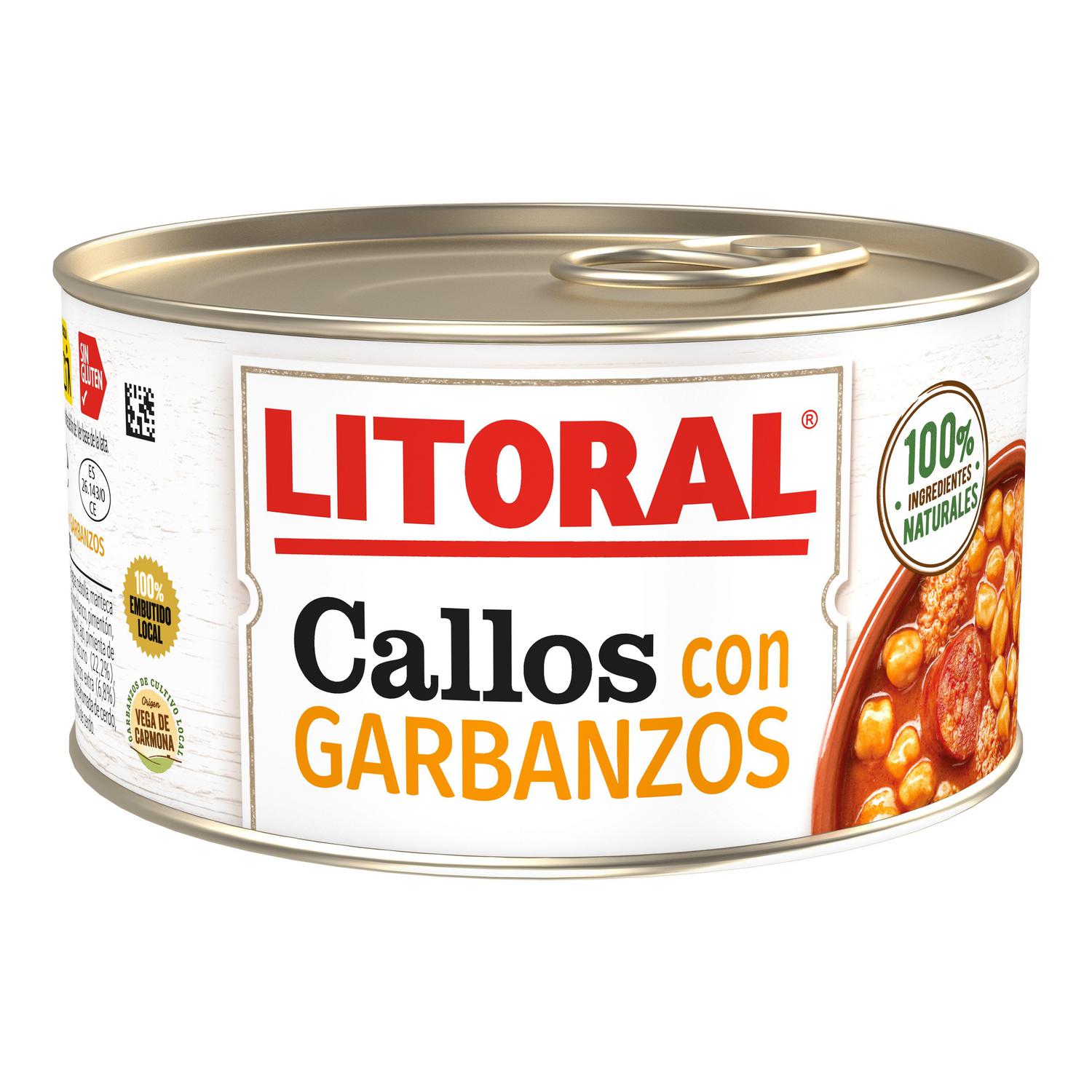 Callos con garbanzos Litoral sin gluten 370 g. — otra vista del envase