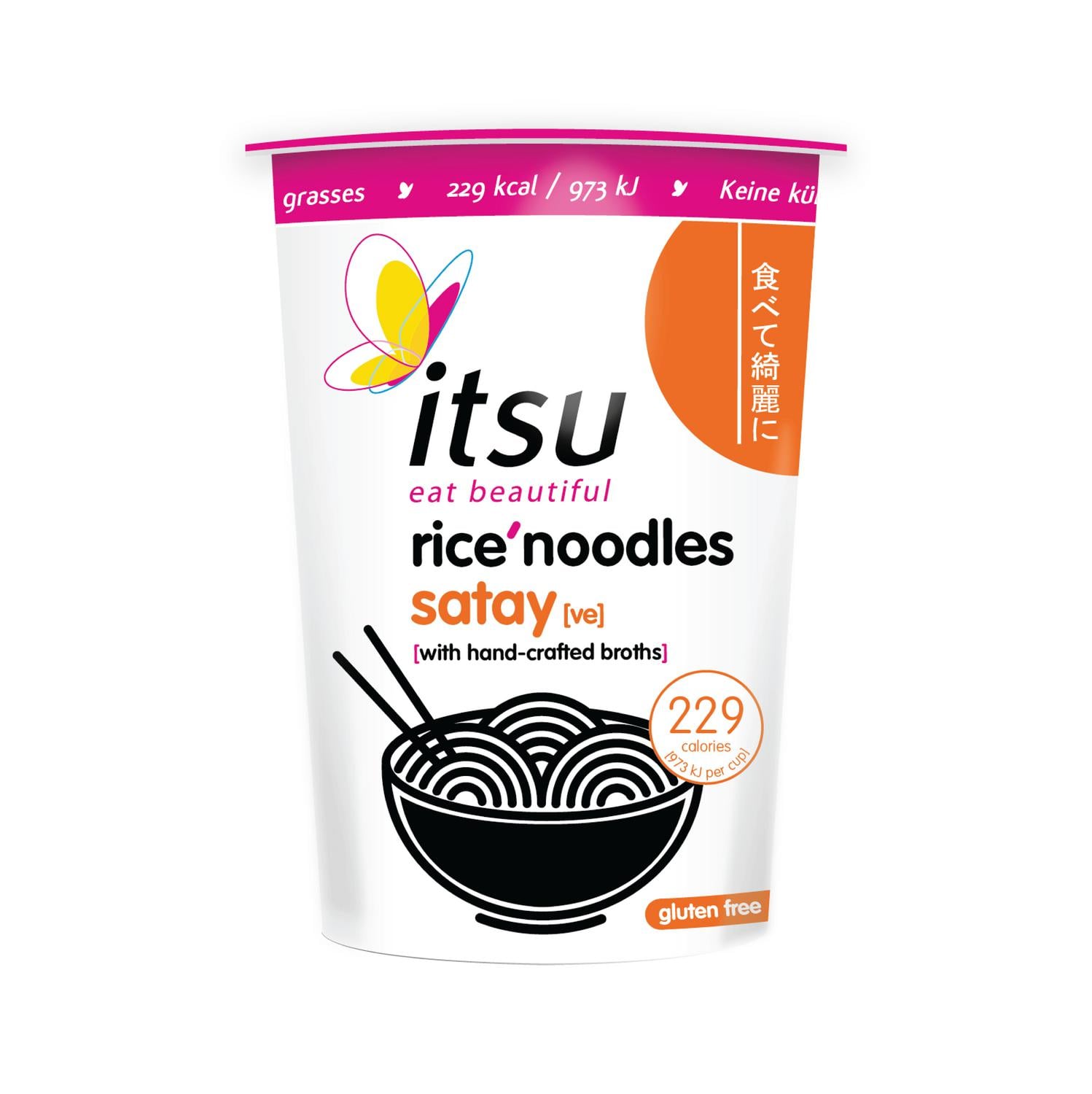 Fideos de arroz satay Itsu sin gluten 84 g. — otra vista del envase