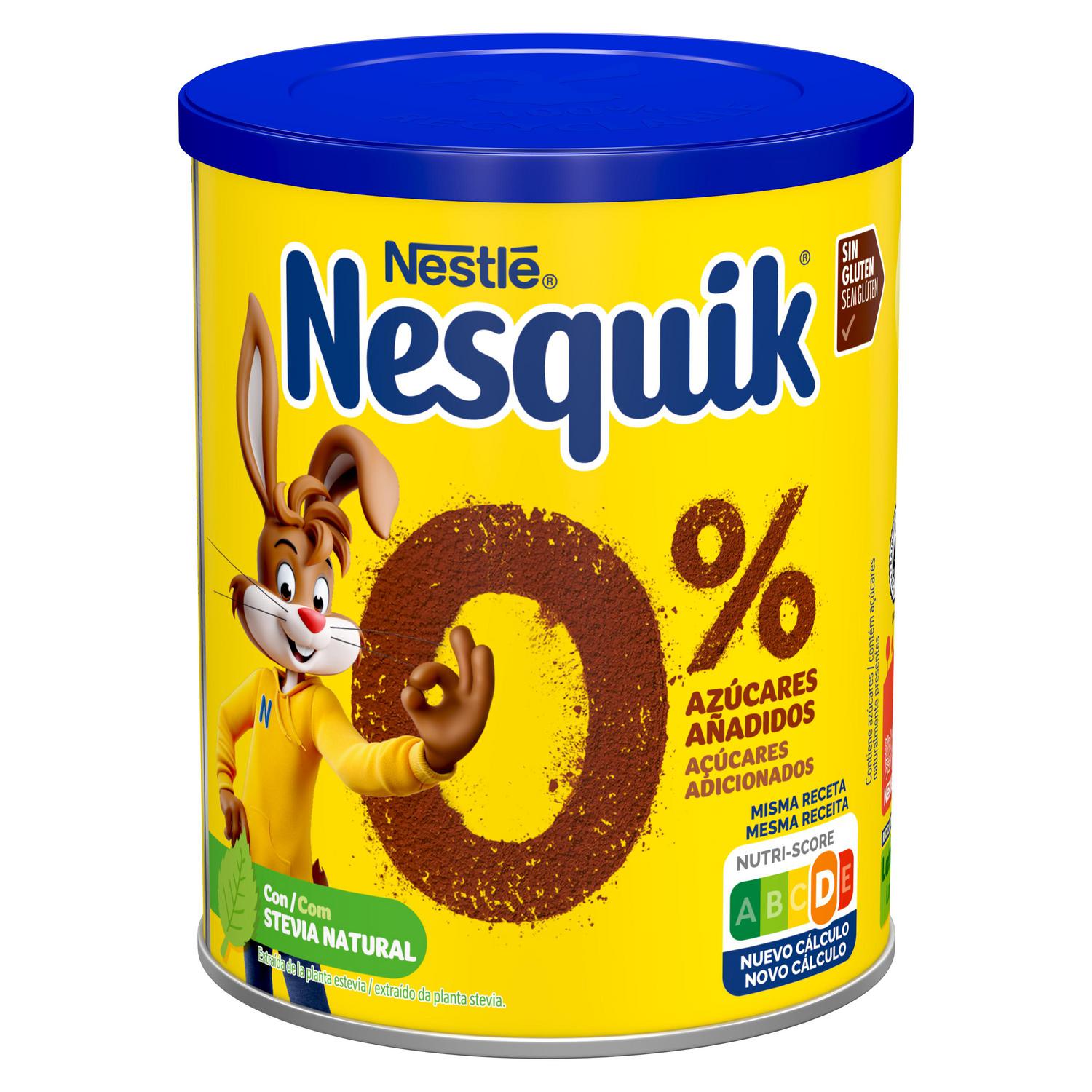 Cacao soluble sin azúcar añadido Nestlé Nesquik sin gluten 320 g. — otra vista del envase