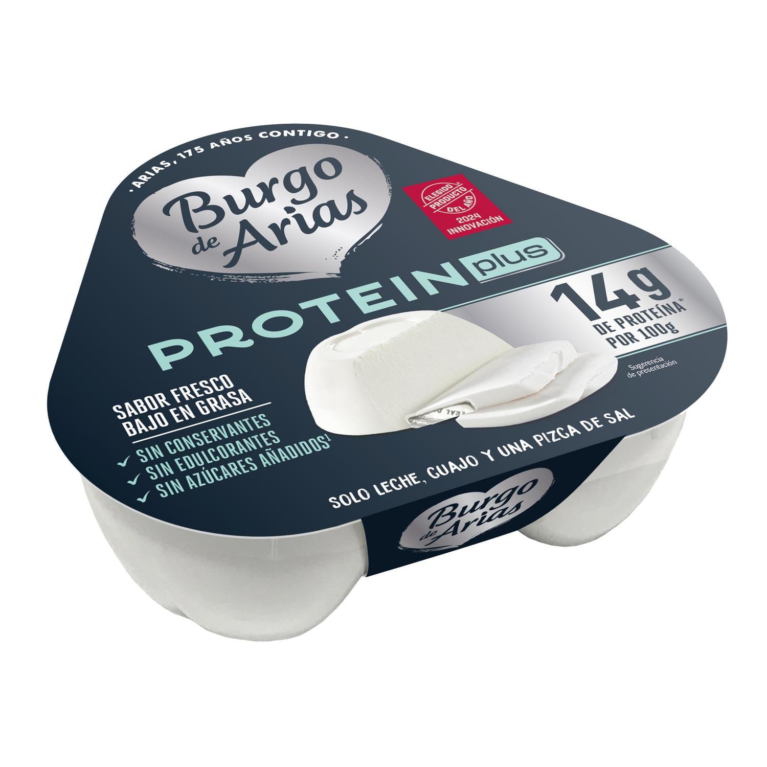 Queso fresco protein plus Burgo de Arias sin gluten pack 3 unidades de 70 g. — otra vista del envase