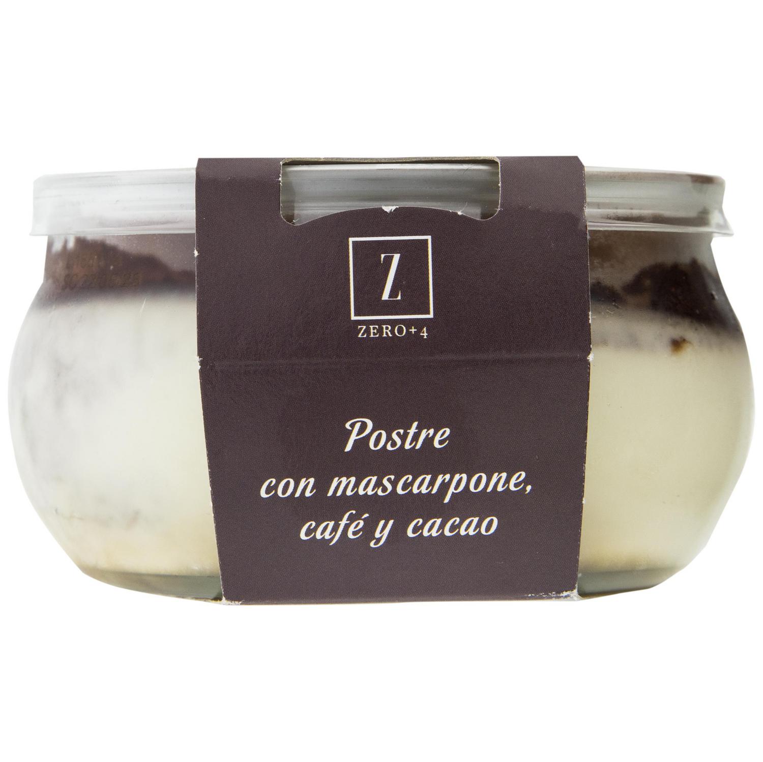 Tiramisú con mascarpone café y cacao Zero+4 sin gluten 110 g. — otra vista del envase