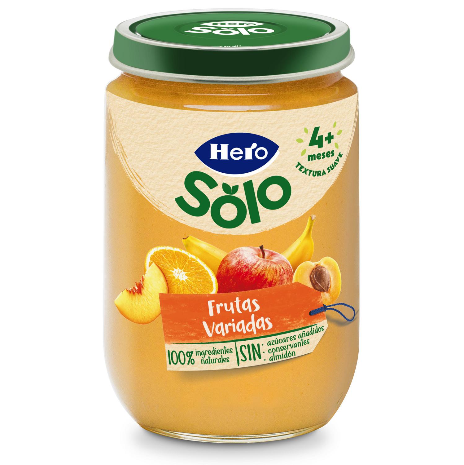 Tarrito de frutas variadas desde 4 meses Hero Solo sin gluten 190 g. — otra vista del envase