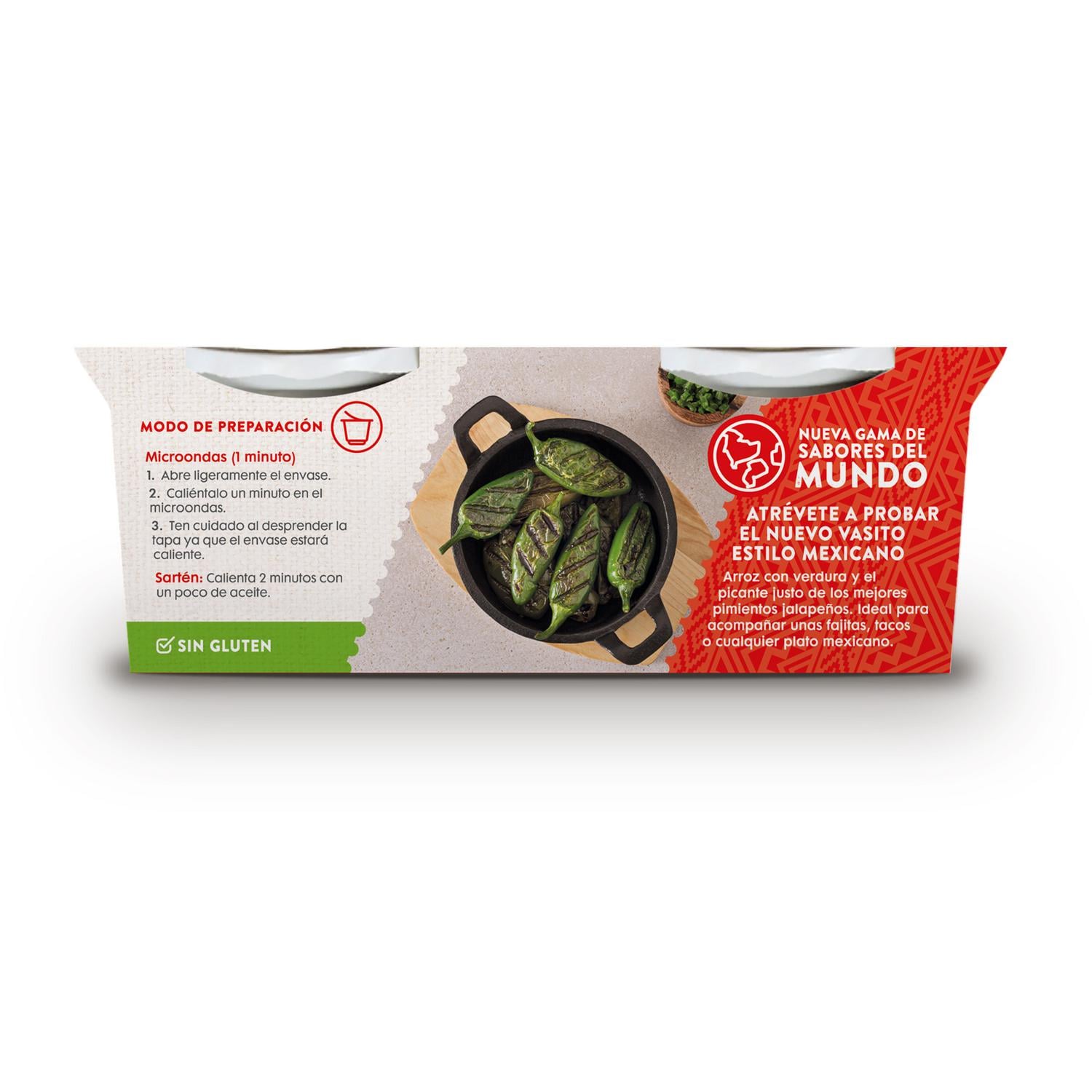 Arroz con jalapeño para microondas Brillante sin gluten pack de 2 unidades de 125 g. — otra vista del envase