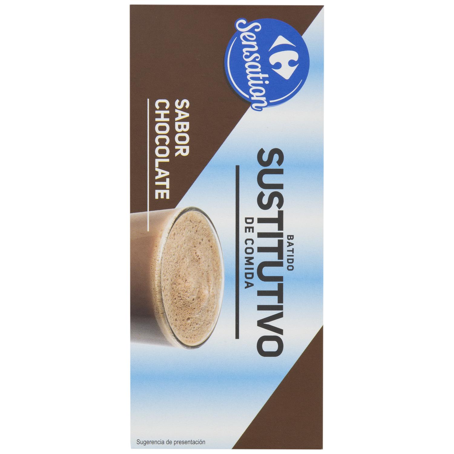 Batido sustitutivo sabor chocolate Sensation Carrefour sin gluten pack de 6 unidades de 42 g. — otra vista del envase