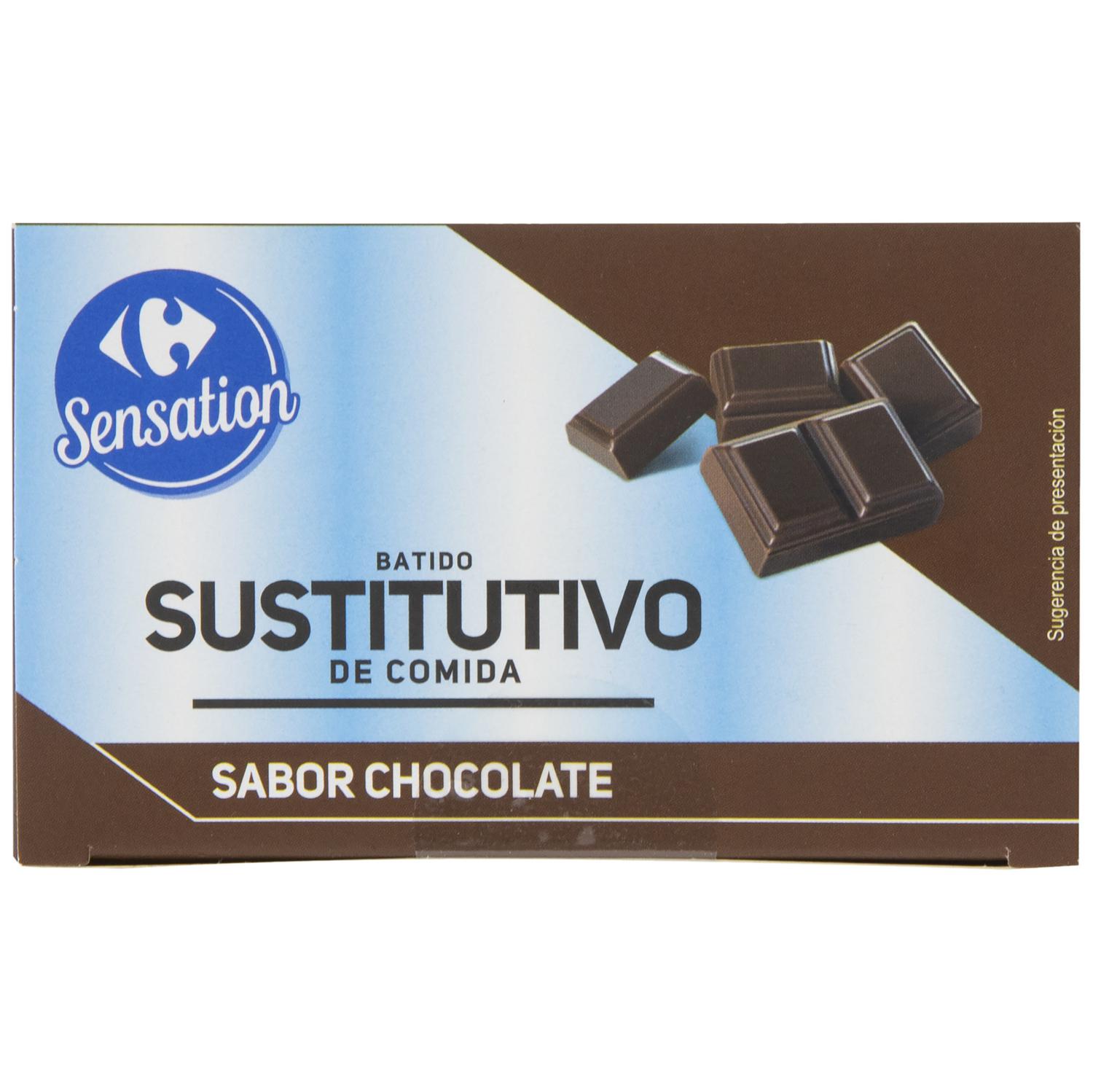 Batido sustitutivo sabor chocolate Sensation Carrefour sin gluten pack de 6 unidades de 42 g. — otra vista del envase