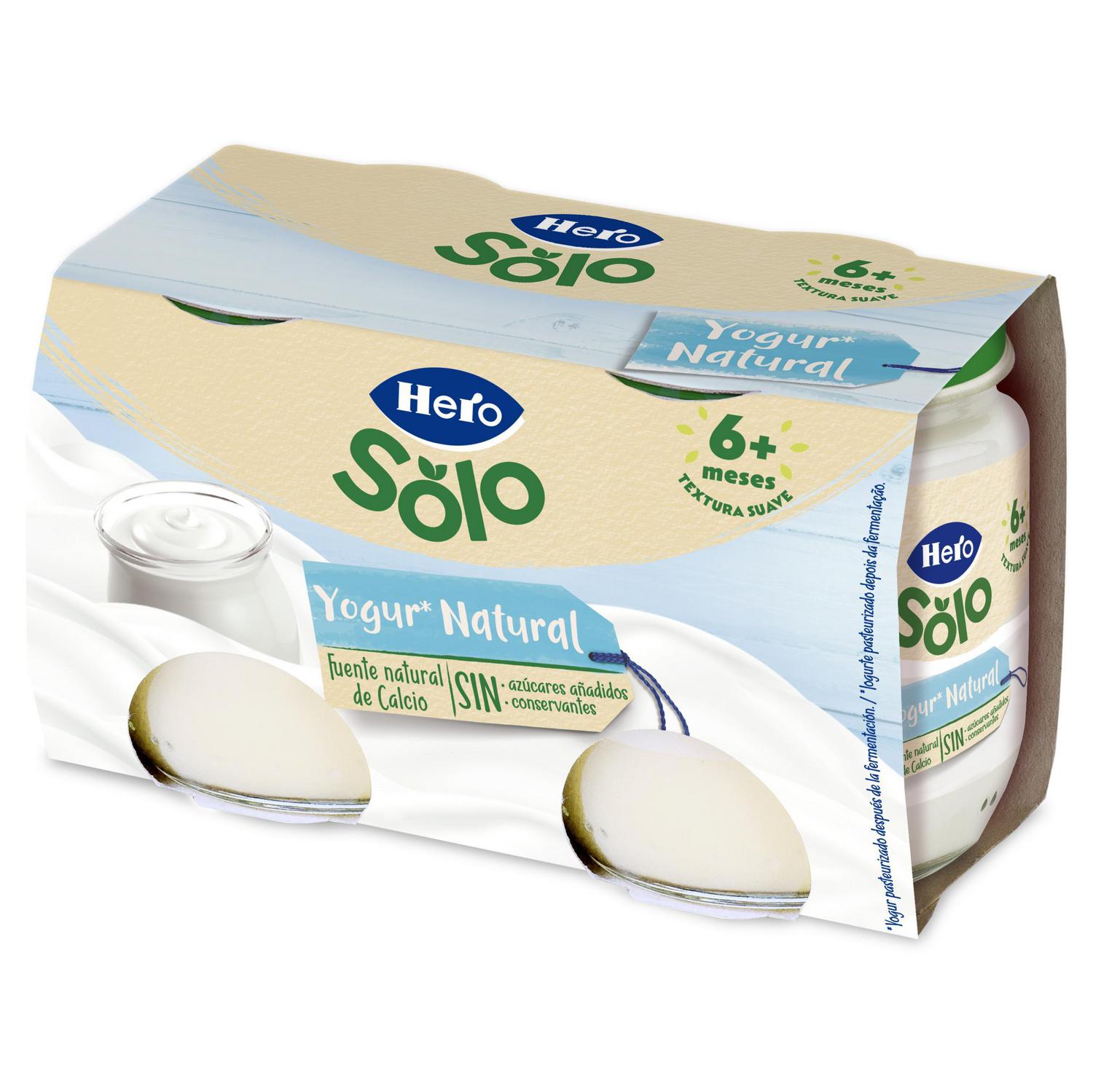 Tarrito de yogur natural desde 6 meses Hero Baby sin gluten pack de 2 unidades 120 g. — otra vista del envase