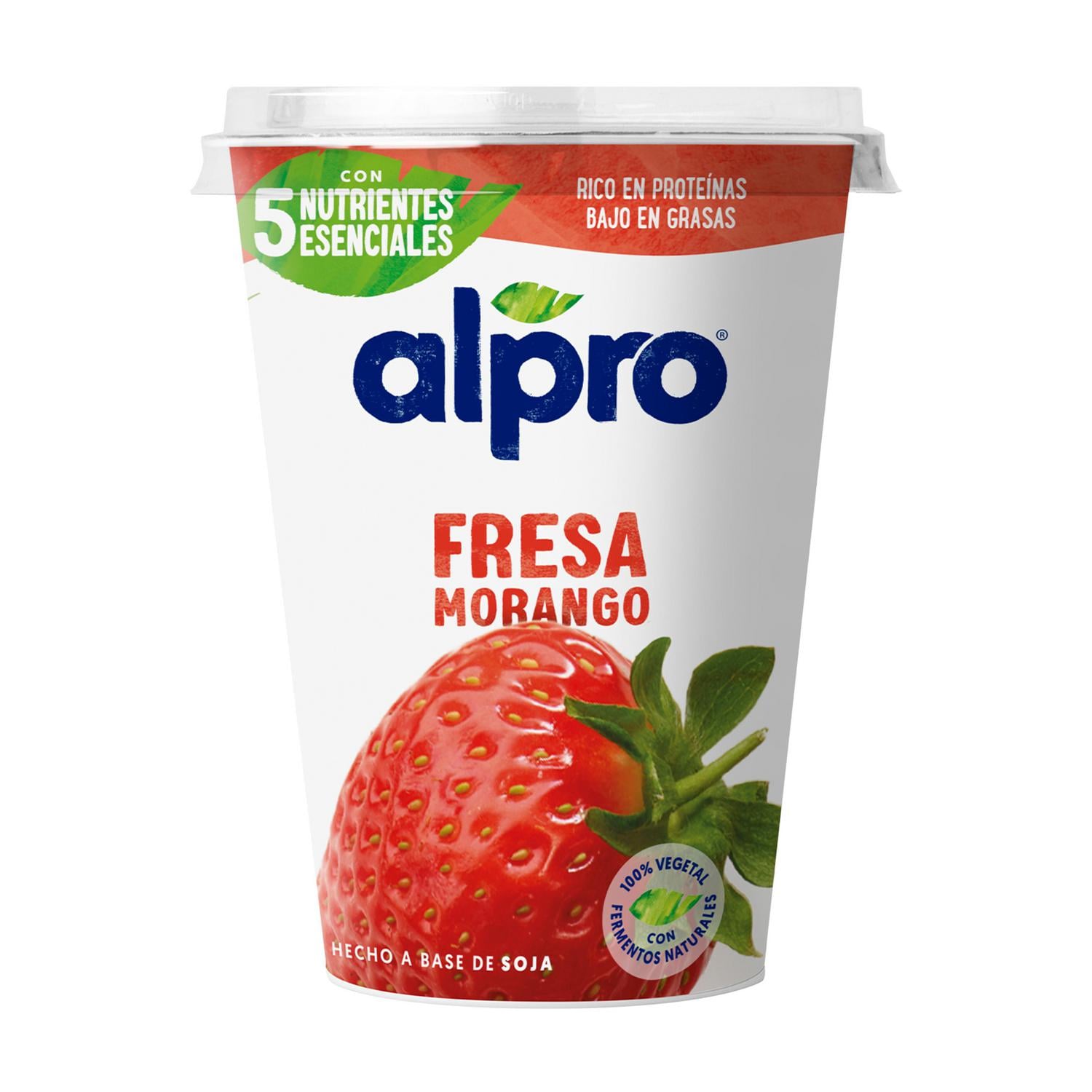 Preparado de soja sabor fresa Alpro sin gluten y sin lactosa 400 g. — otra vista del envase