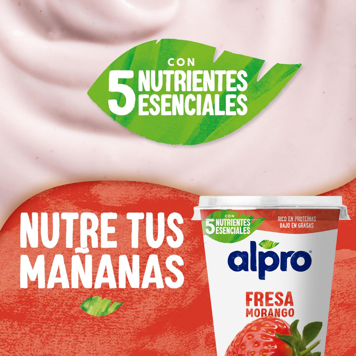 Preparado de soja sabor fresa Alpro sin gluten y sin lactosa 400 g. — otra vista del envase