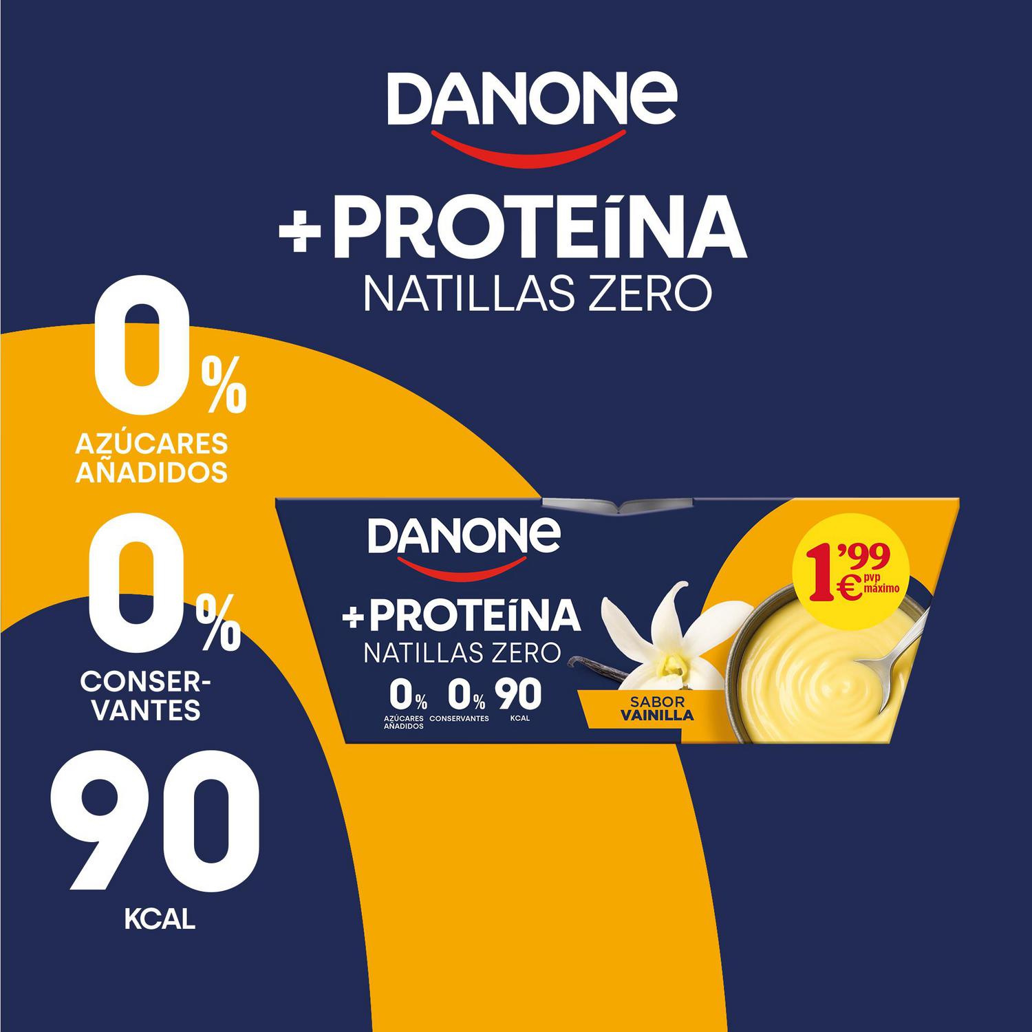 Natillas de vainilla altas en proteínas Danone sin gluten pack de 4 unidades de 120 g. — otra vista del envase