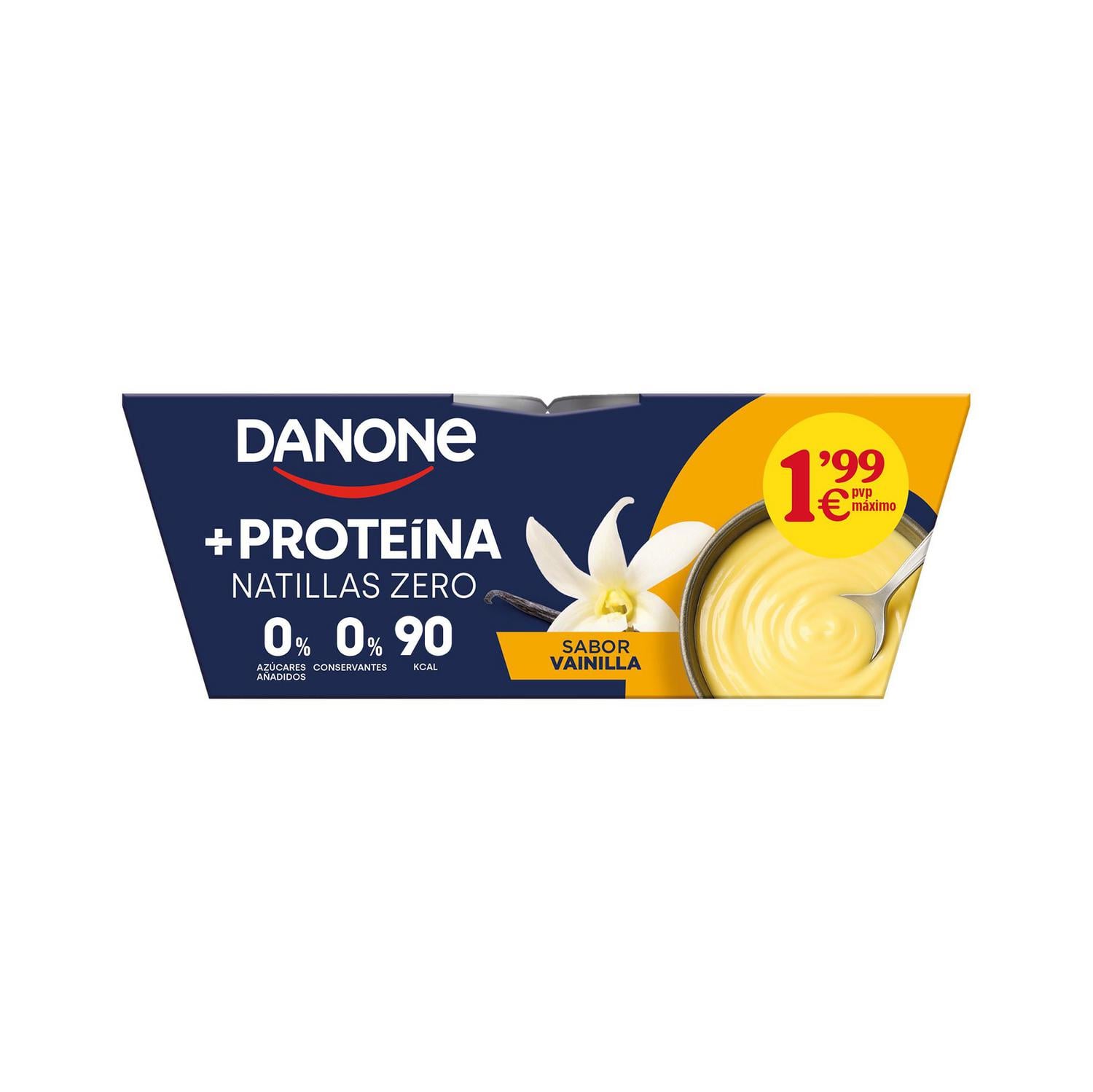 Natillas de vainilla altas en proteínas Danone sin gluten pack de 4 unidades de 120 g. — otra vista del envase