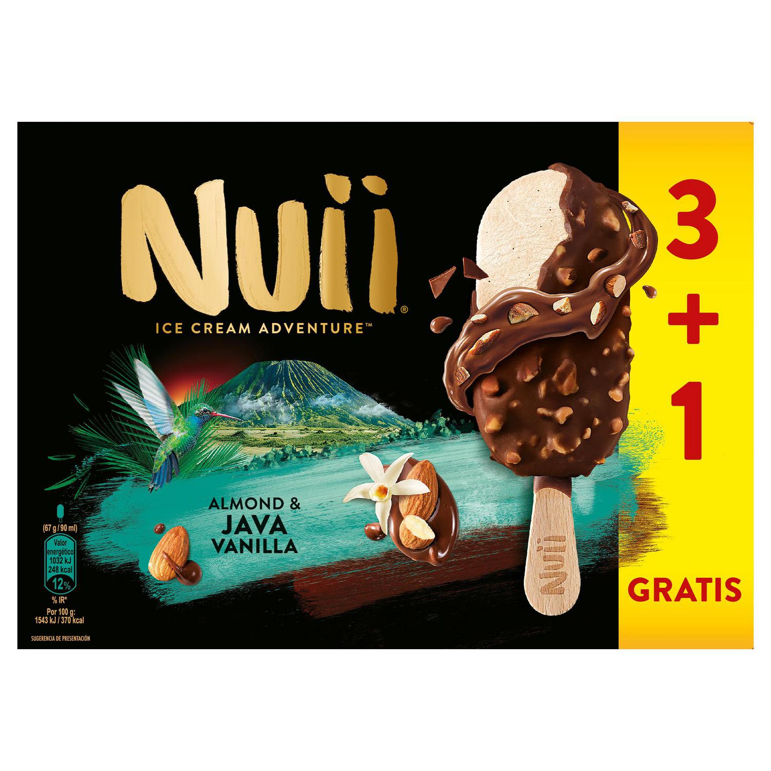 Helado Bombón almendrado con vainilla de Java Nuii sin gluten 4 ud. — otra vista del envase