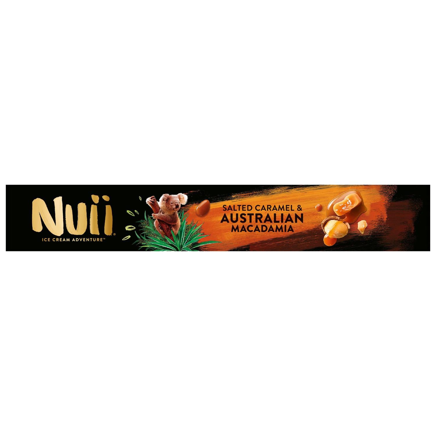 Helado Bombón de caramelo y nueces de Macadamia Australianas Nuii sin gluten 4 ud. — otra vista del envase
