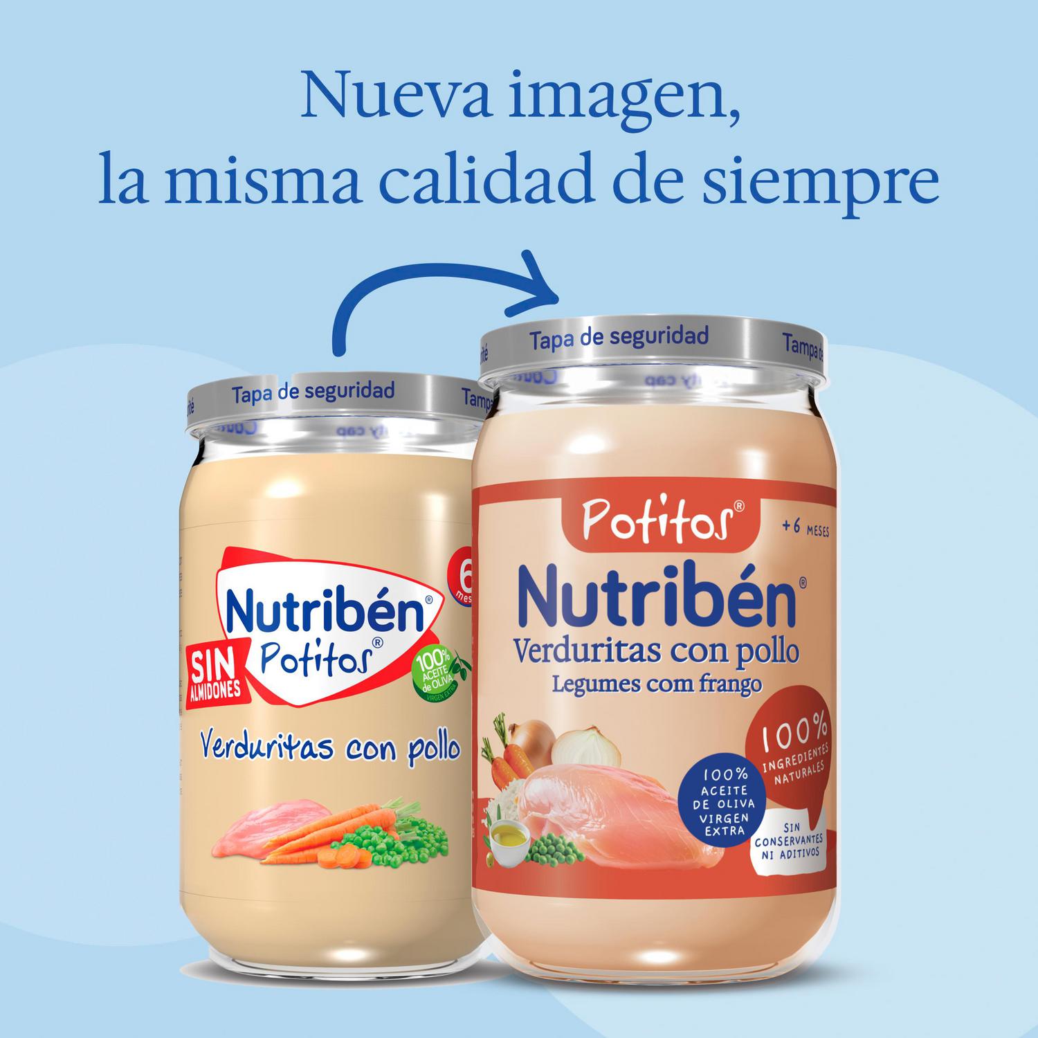 Tarrito de verduras con pollo desde 6 meses Nutribén Potitos sin gluten 235 g. — otra vista del envase